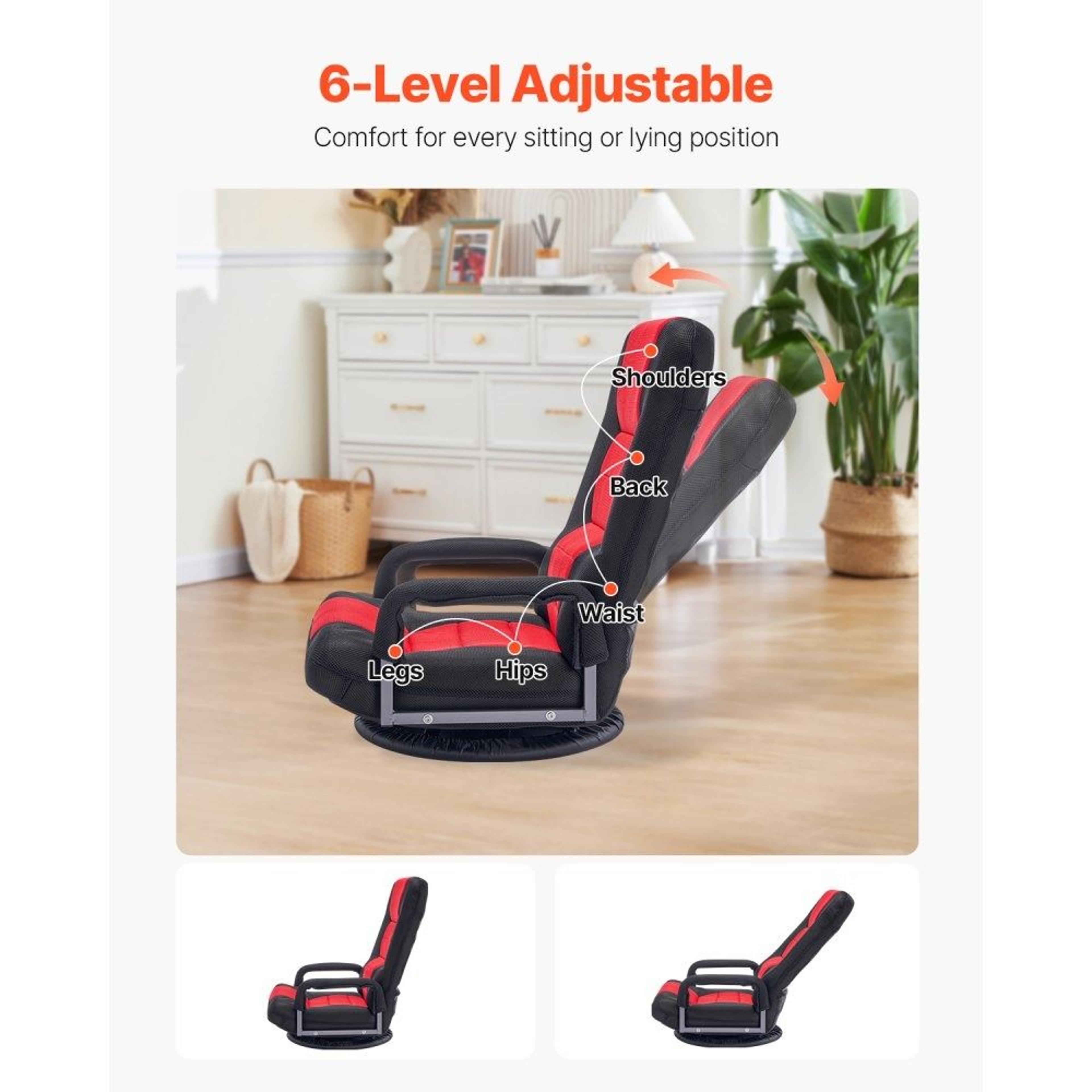 Swivel Floor Gaming Chair With Armrests And 6Position Adjustable Backrest 5