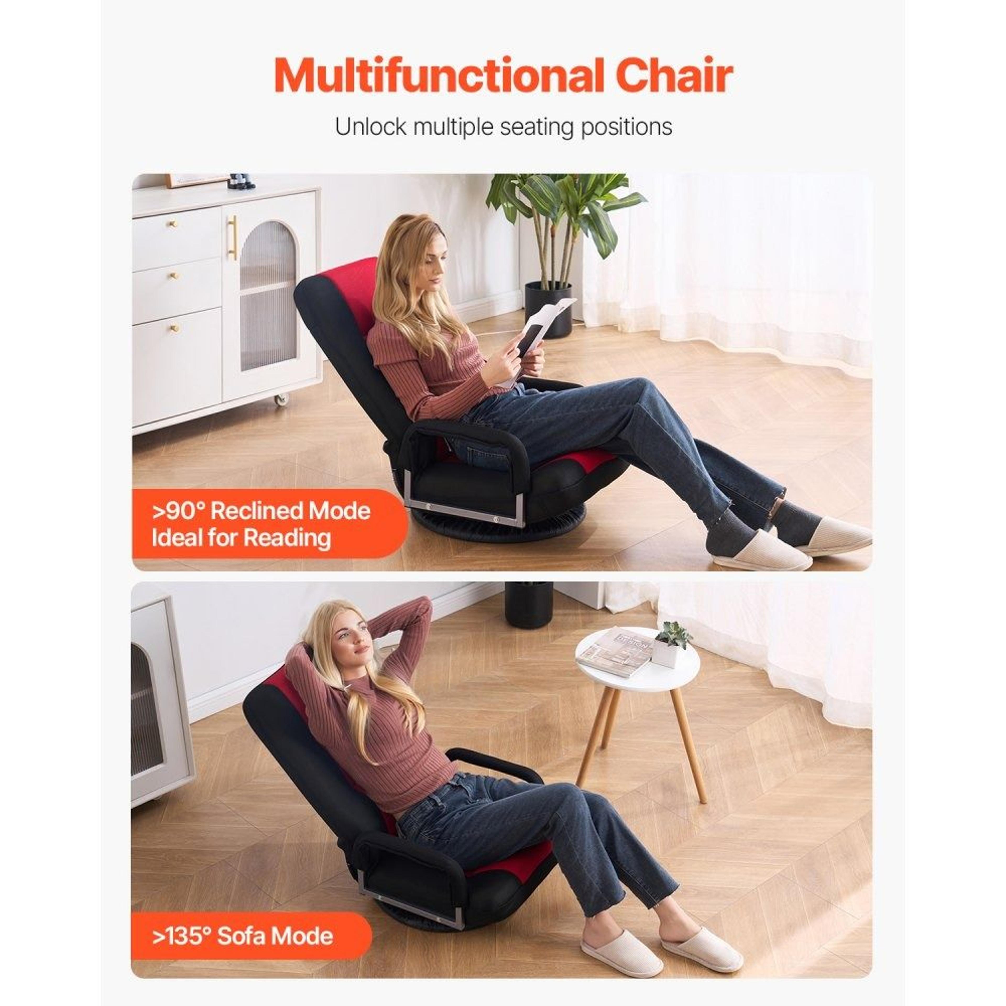 Swivel Floor Gaming Chair With Armrests And 6Position Adjustable Backrest 1