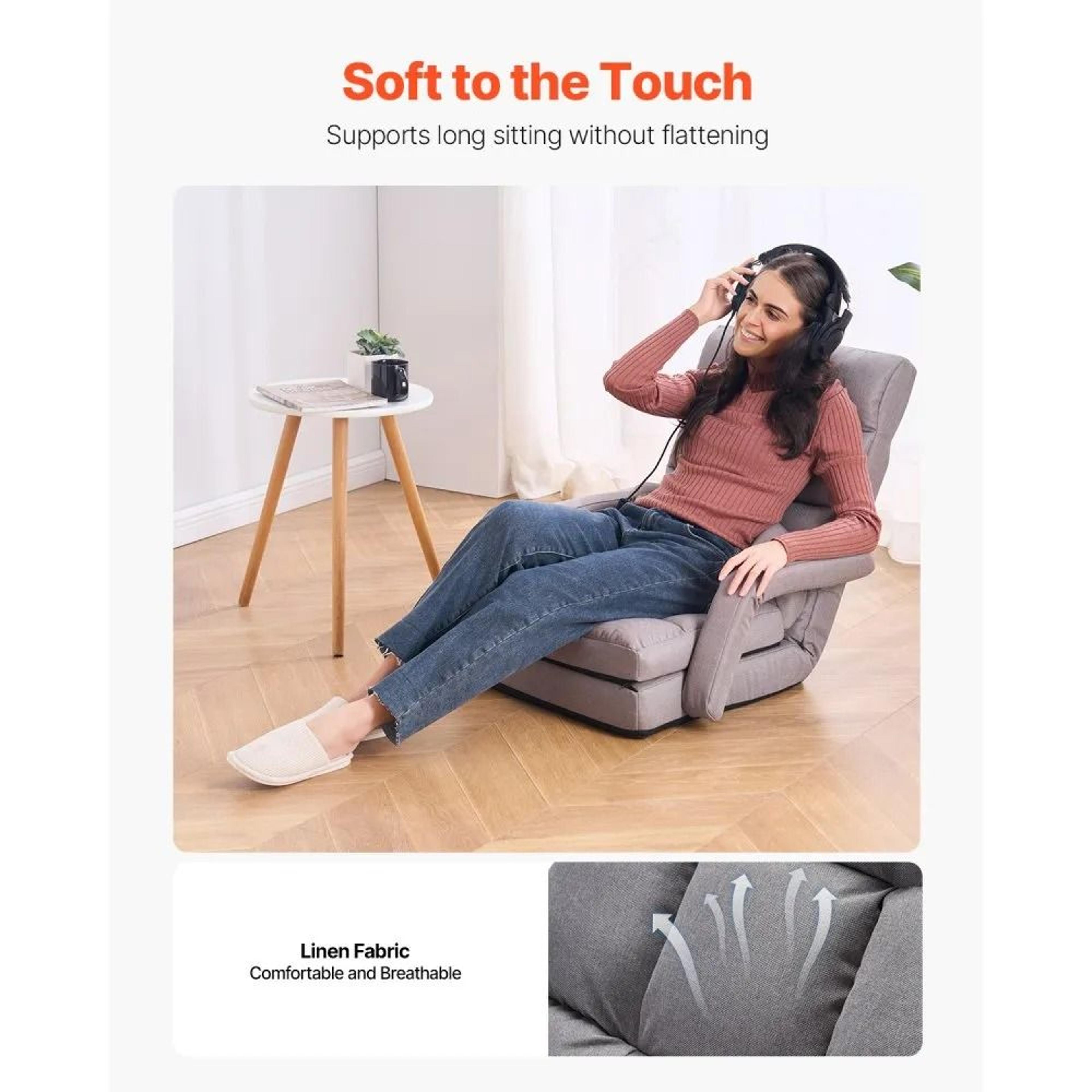 Adjustable Floor Gaming Chair With 5 Reclining Positions And Foldable Sofa Bed Design 3
