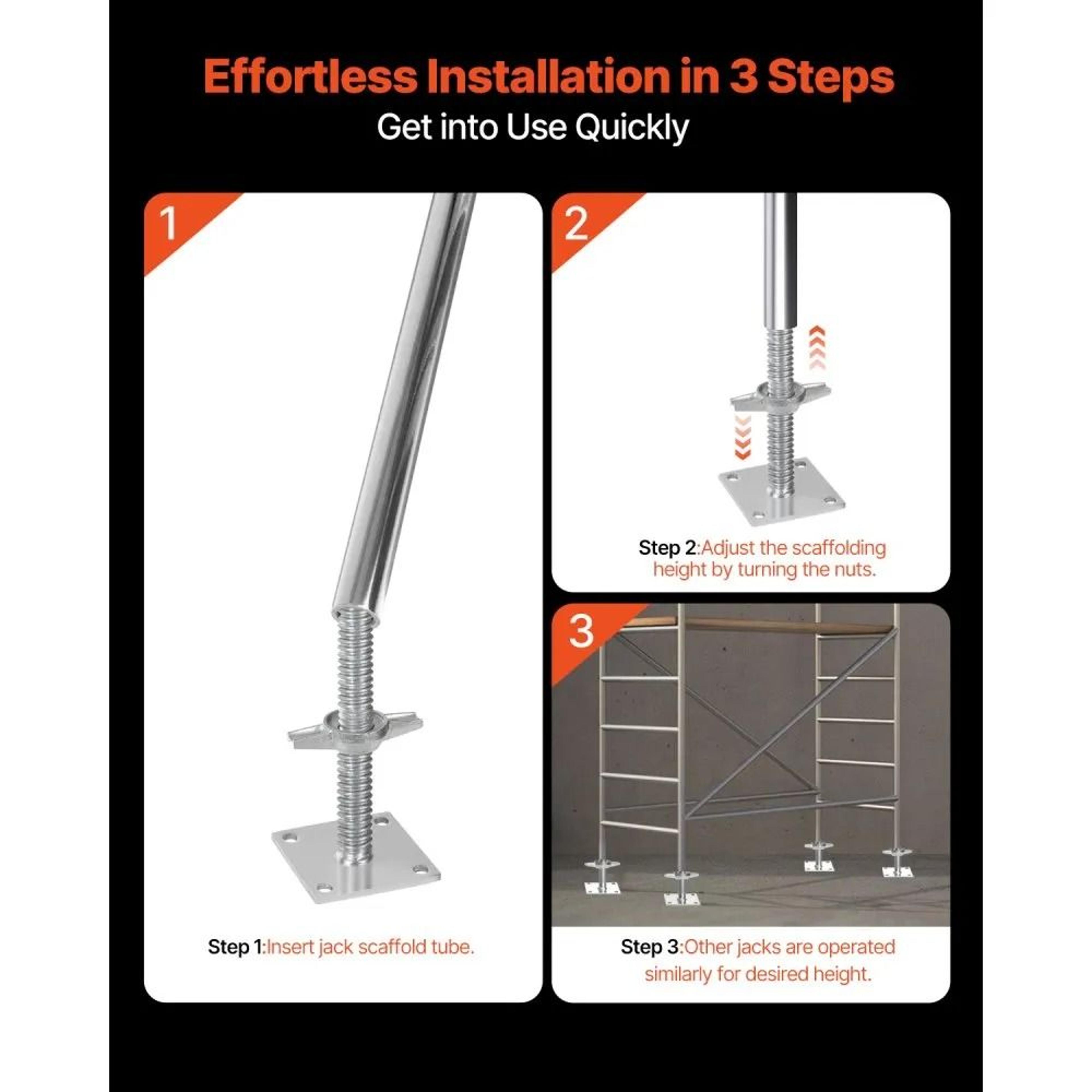 4Pack Adjustable Scaffold Leveling Jacks With 182Inch Height And 3307 Lb Load Capacity 3