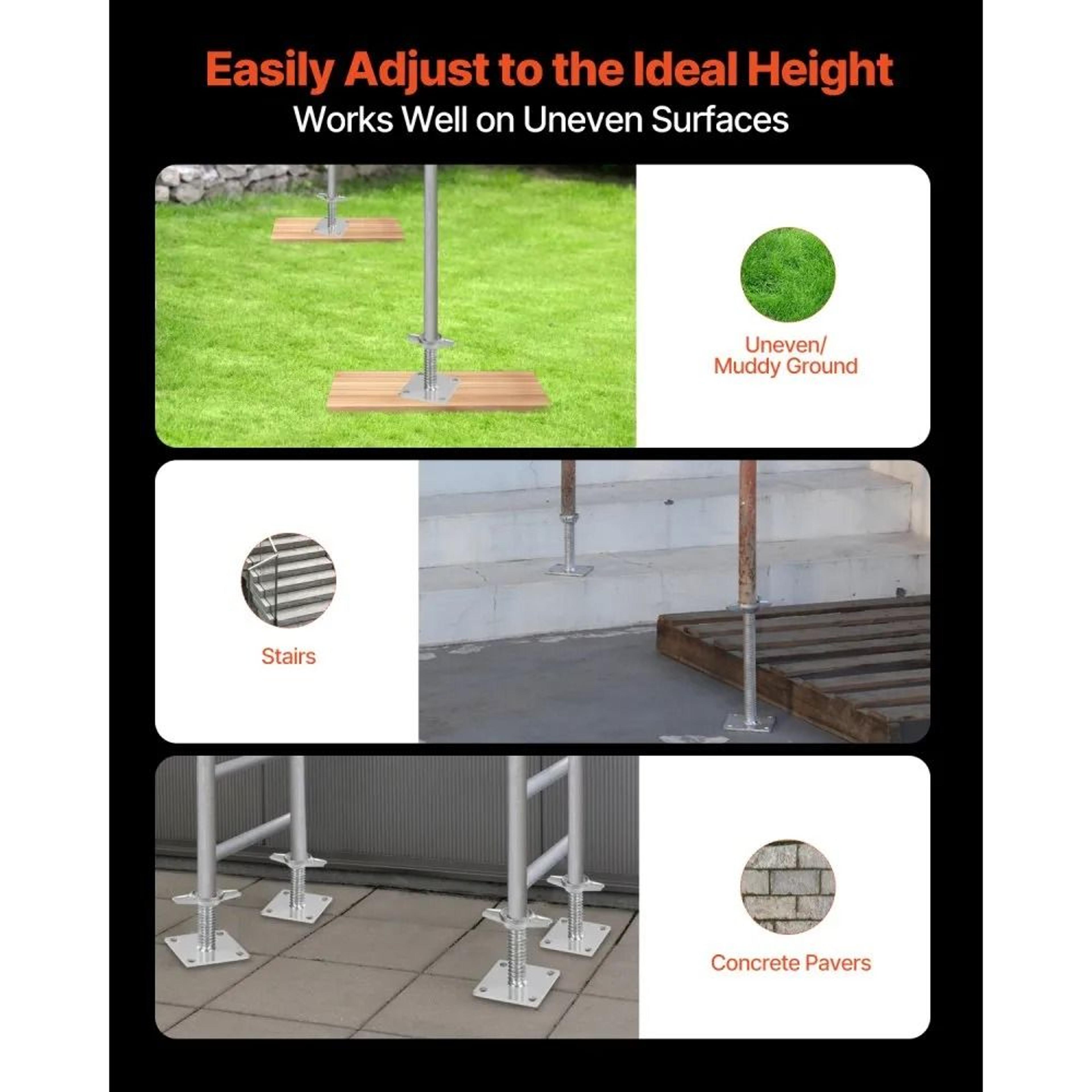4Pack Adjustable Scaffold Leveling Jacks With 182Inch Height And 3307 Lb Load Capacity 2