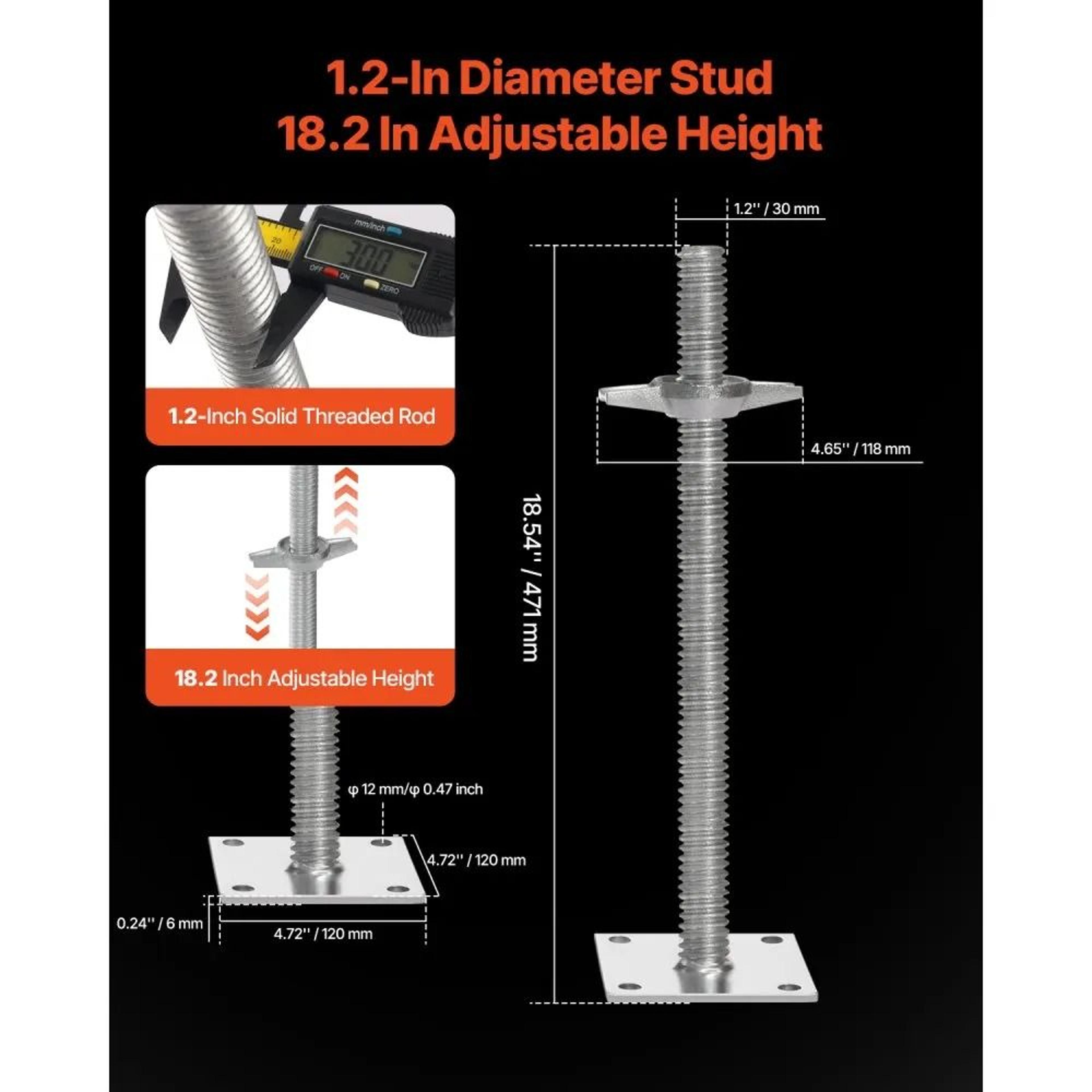 4Pack Adjustable Scaffold Leveling Jacks With 182Inch Height And 3307 Lb Load Capacity 5