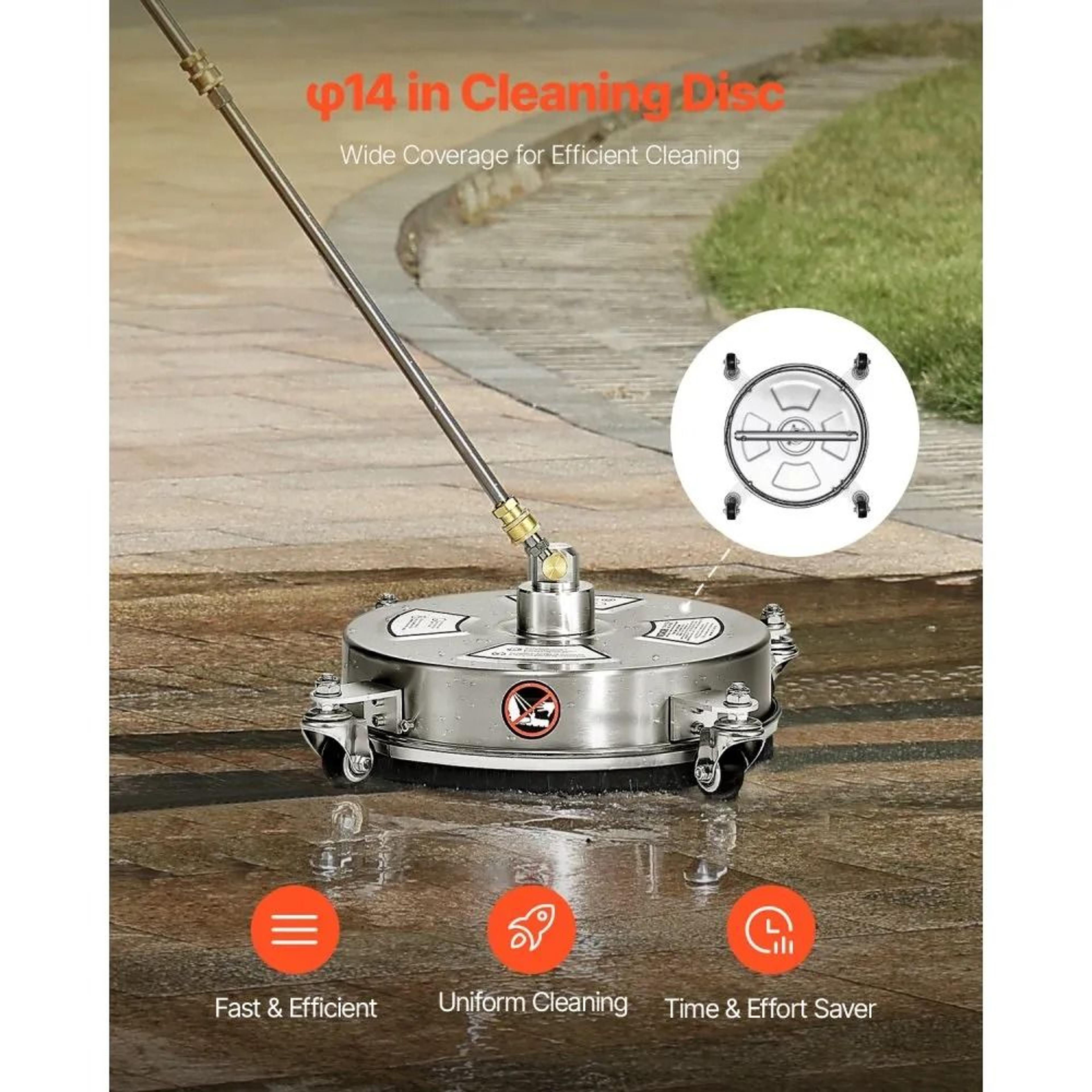 14Inch Stainless Steel Pressure Washer Surface Cleaner With 4 Wheels And 4000 PSI 4