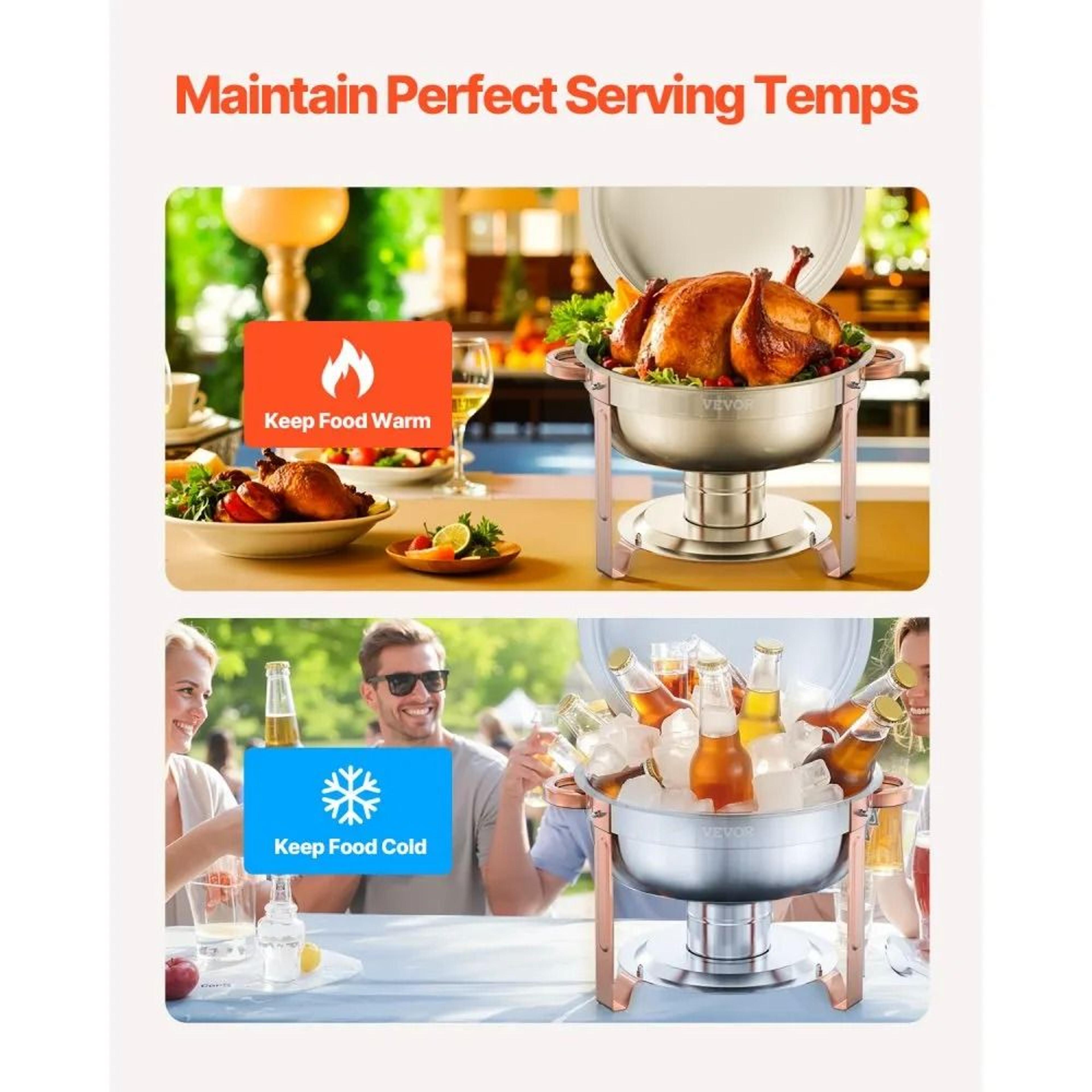Chafing Dish Buffet Set 5 Qt Stainless Steel Food Warmers 4 Pack In Rose Gold 2