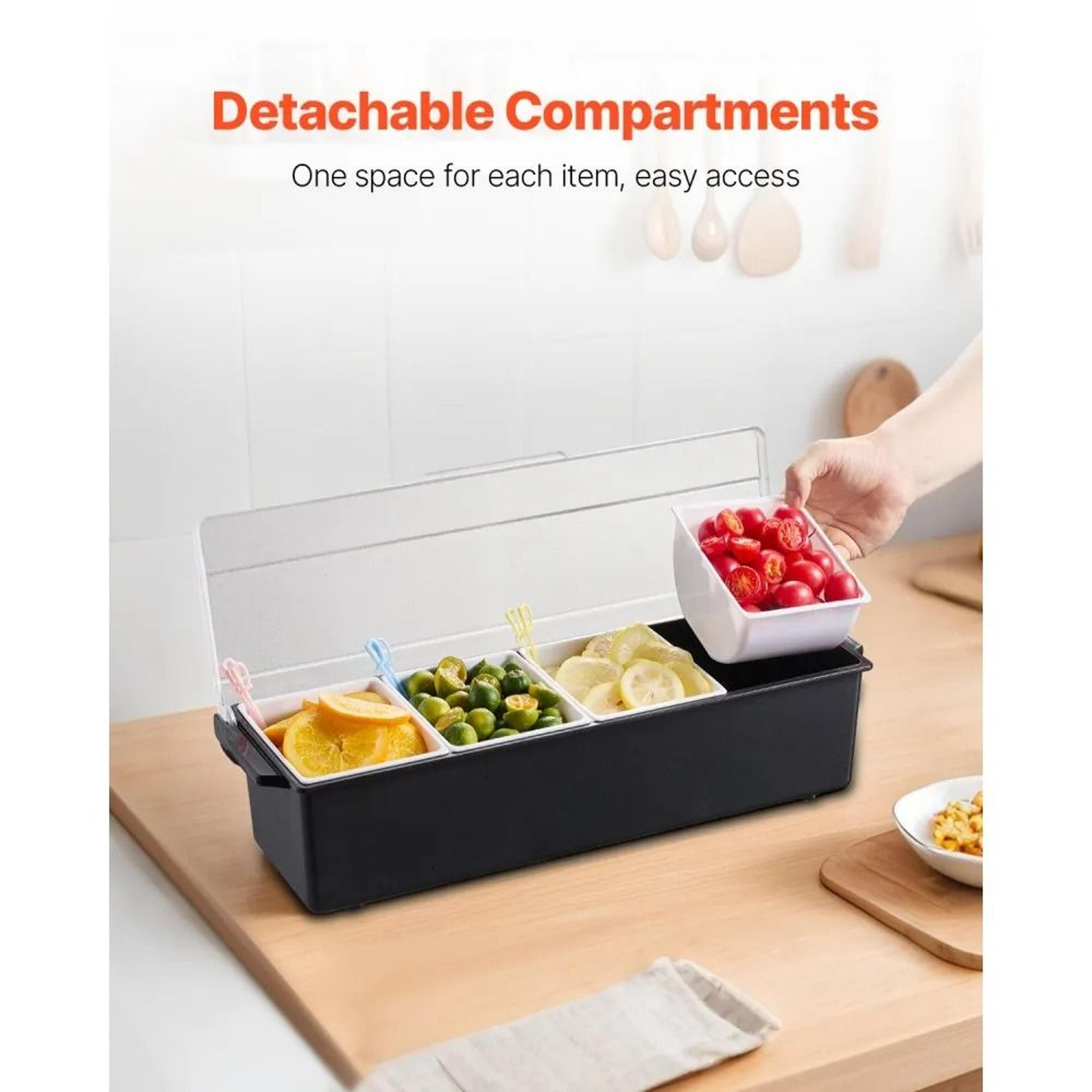 Chilled Condiment Server With 4 Removable Compartments And Ice Cooling Base 3