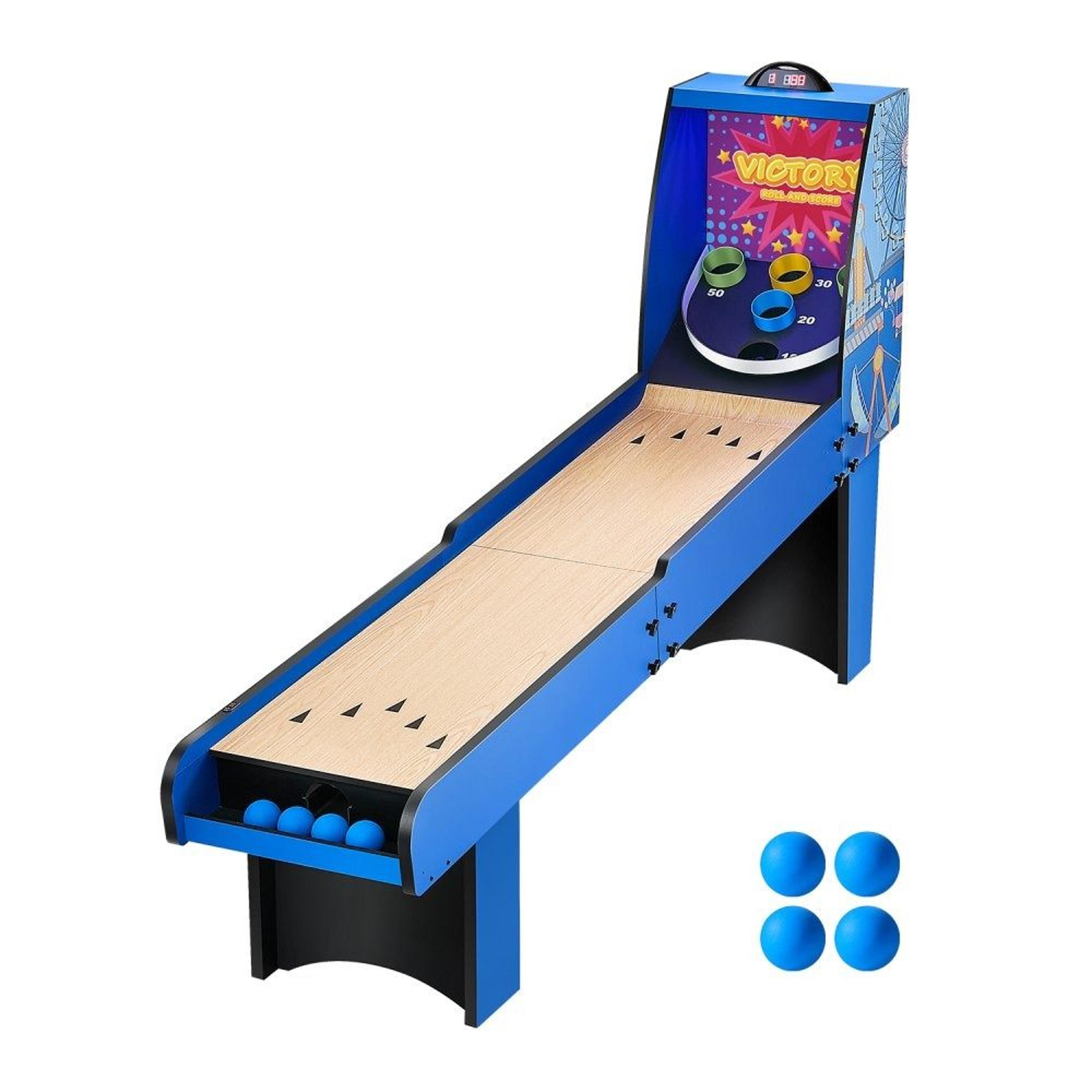8 ft roll and score arcade game table with electronic scorer and automatic ball return