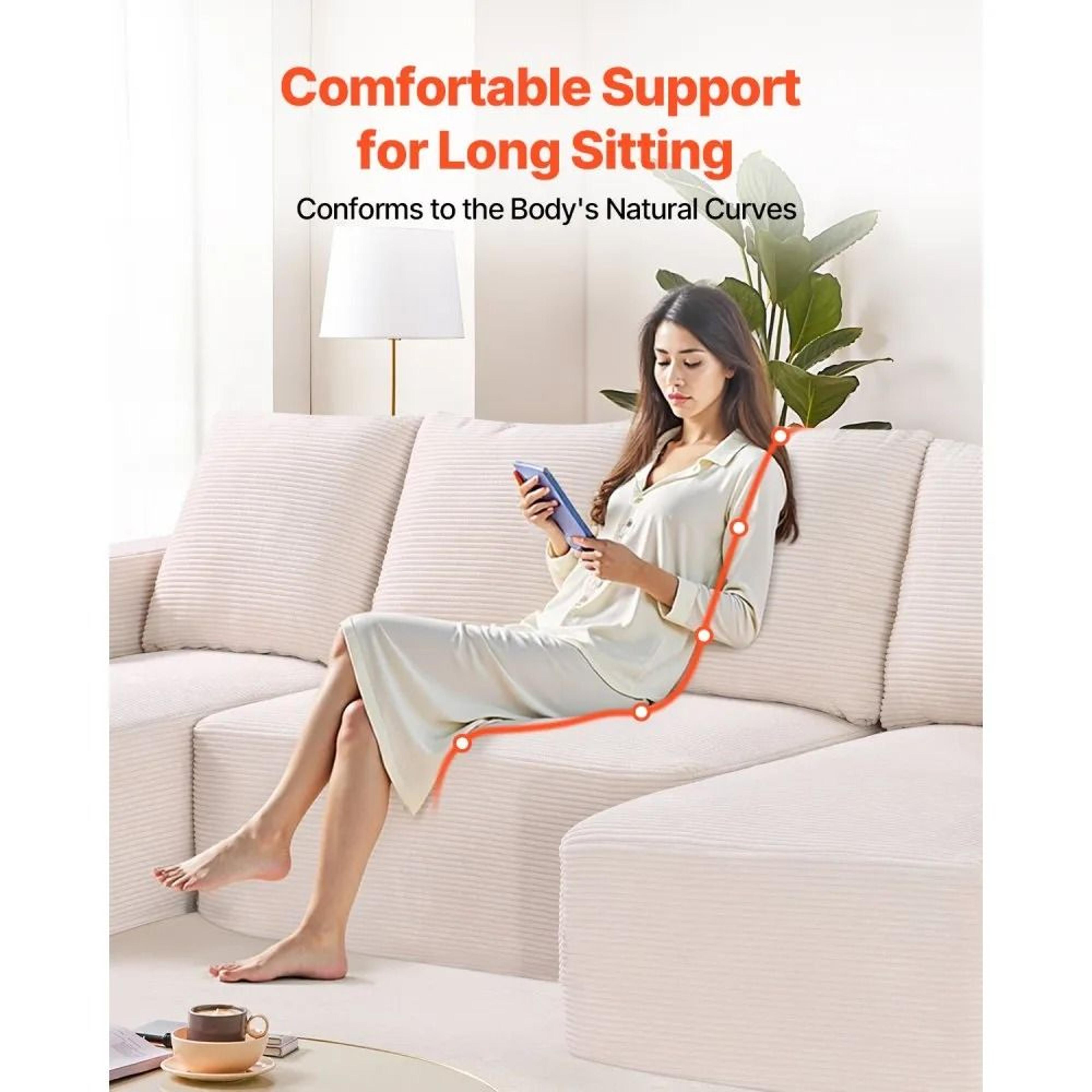 U Shaped Modular Sectional Sofa With Chaise And Soft Corduroy Upholstery 1