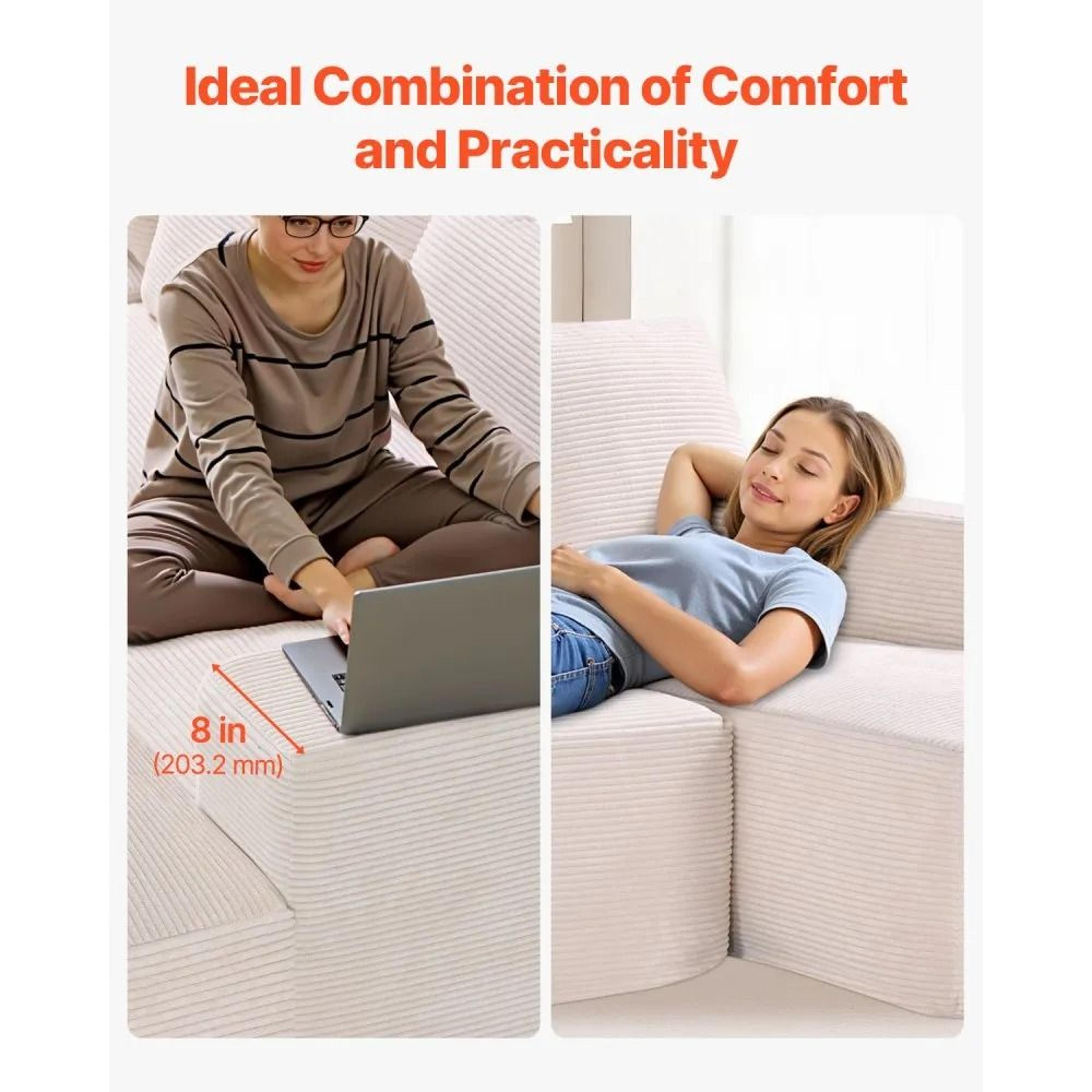 U Shaped Modular Sectional Sofa With Chaise And Soft Corduroy Upholstery 5