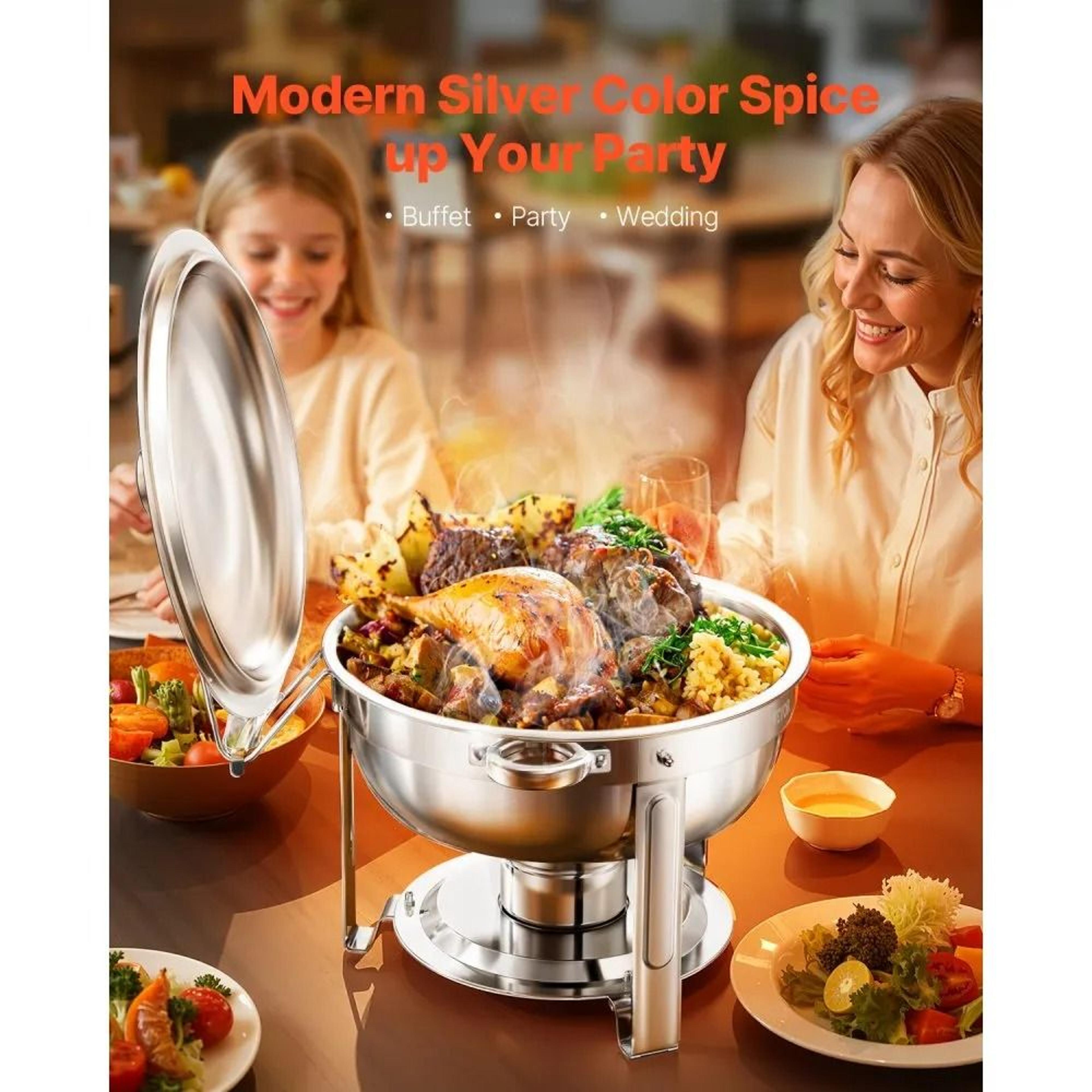 5 Qt Stainless Steel Chafing Dish Buffet Set With Folding Stands 2 Pack 1