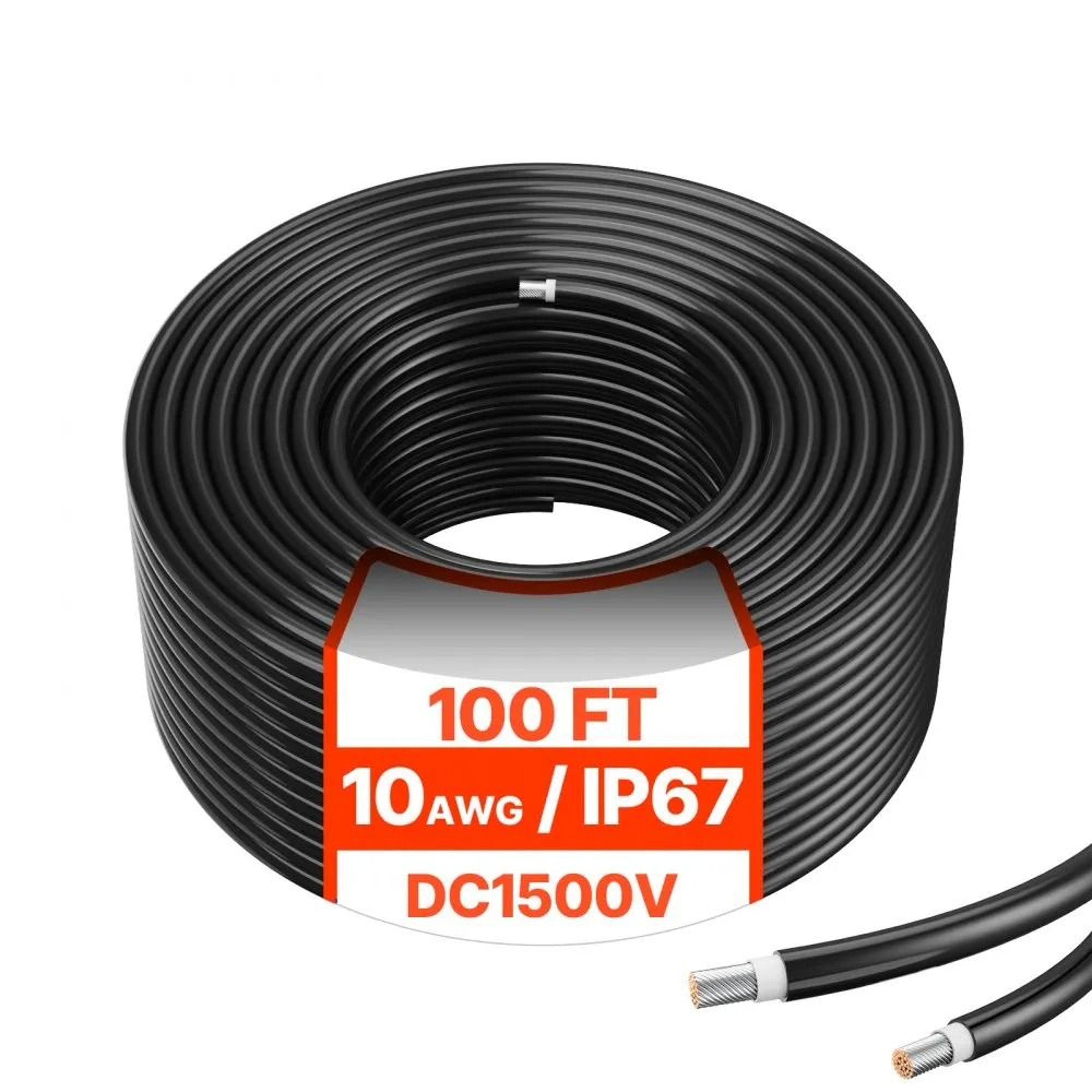 100ft solar panel extension cable 10awg waterproof tinned copper pv wire