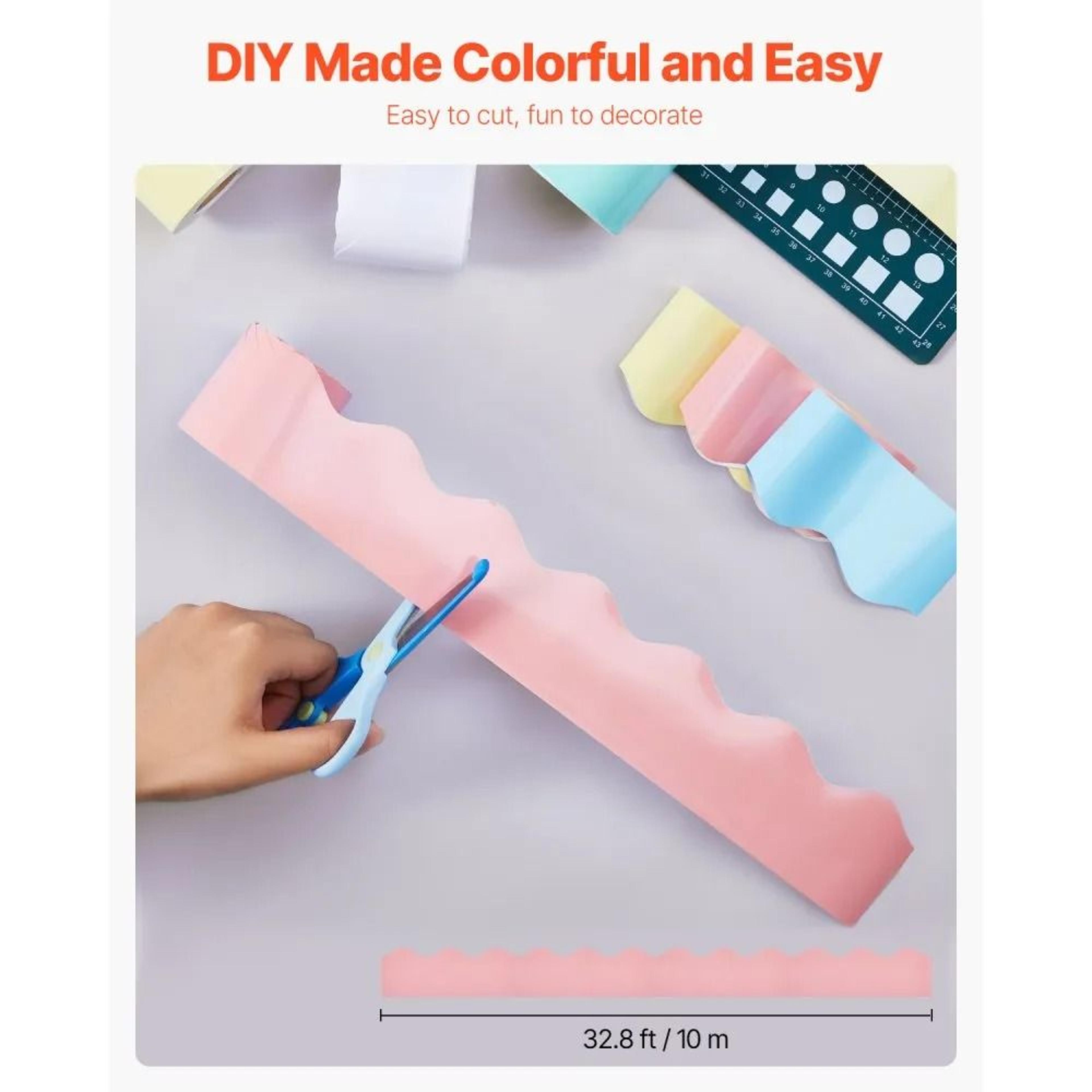 Scalloped Bulletin Board Borders 6 Rolls Of Colorful Boho Classroom Decor Trim 1