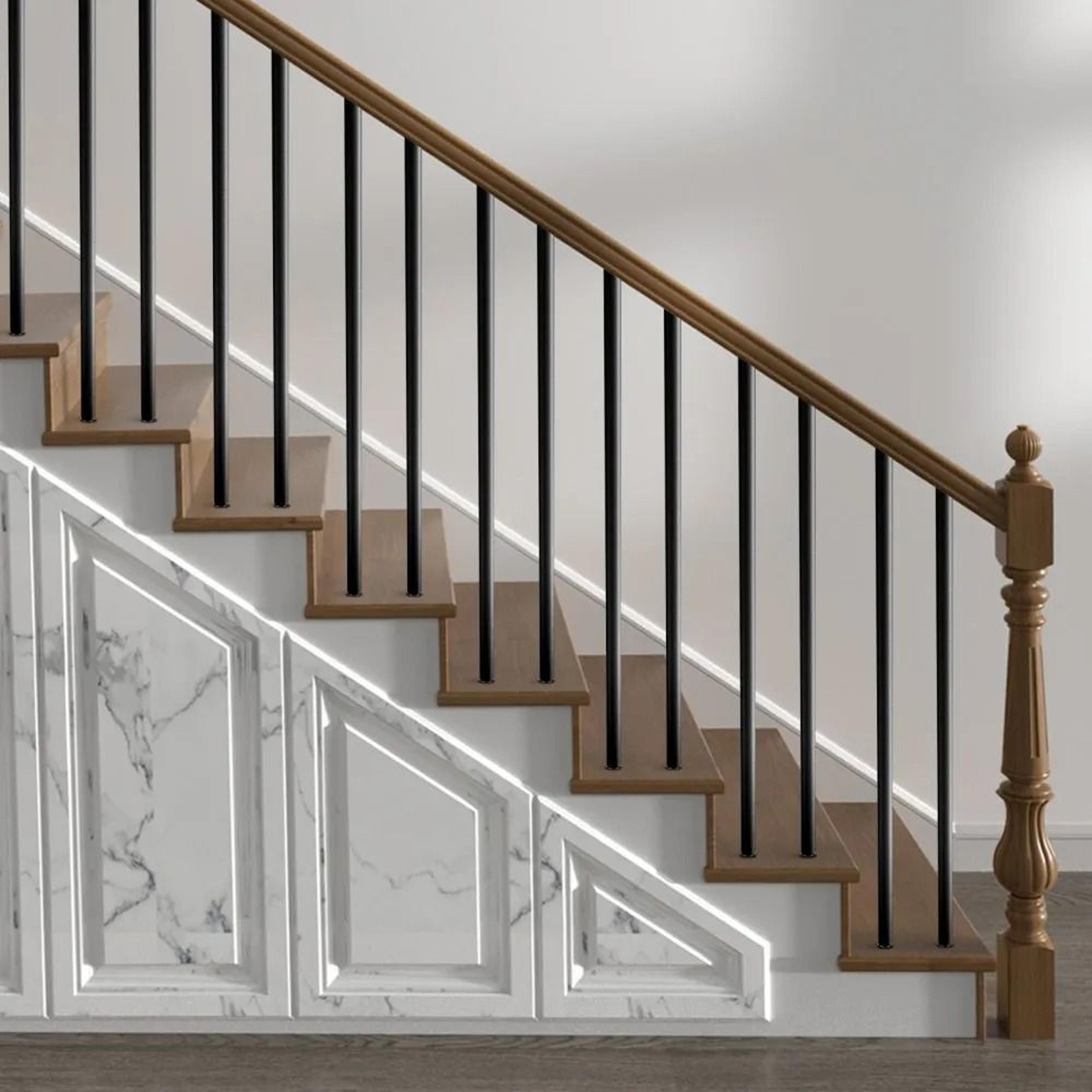51Pack Aluminum Stair Balusters 26Inch Matte Black Round Deck Railing Spindles 6