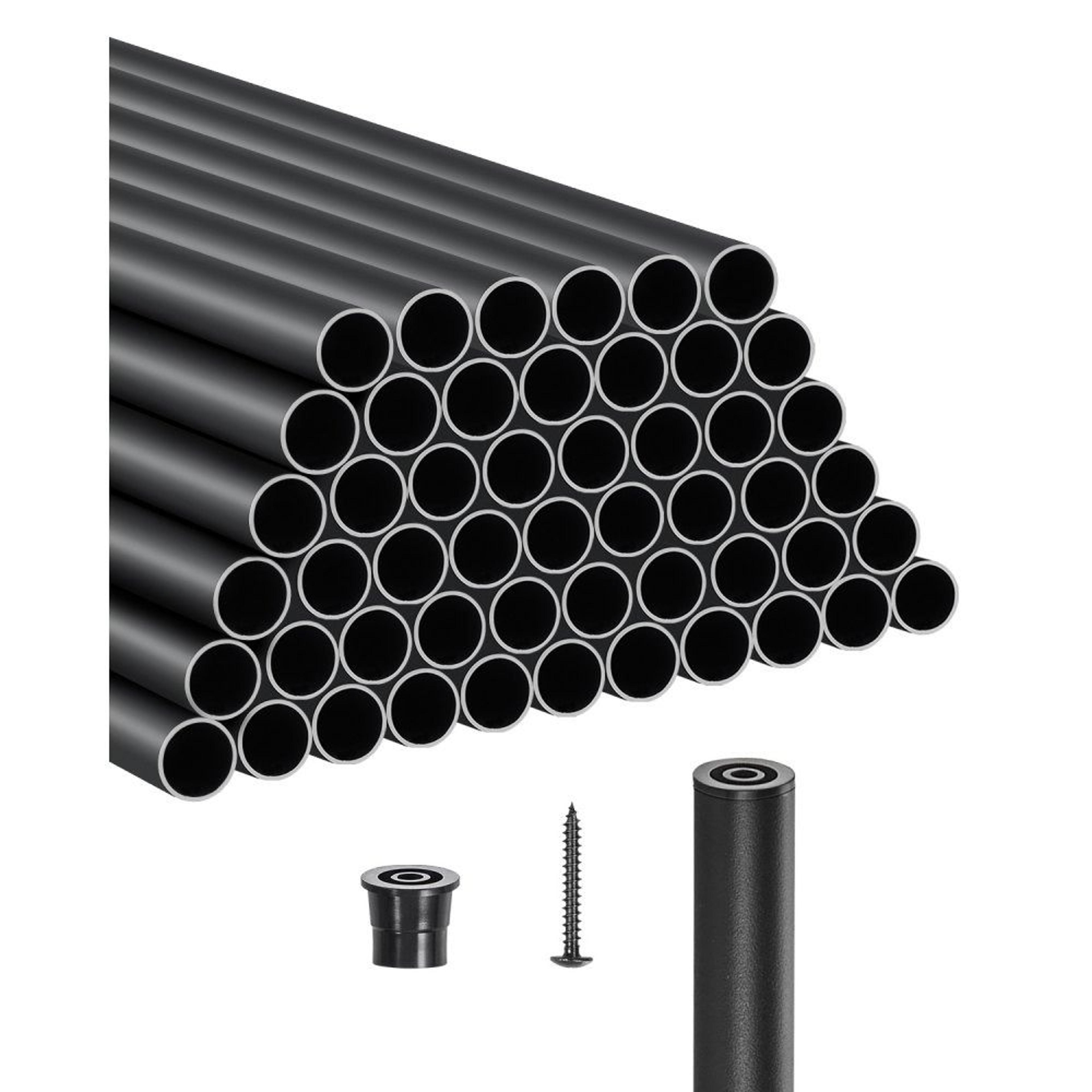 36-inch aluminum stair balusters 51-pack black round metal deck railing spindles