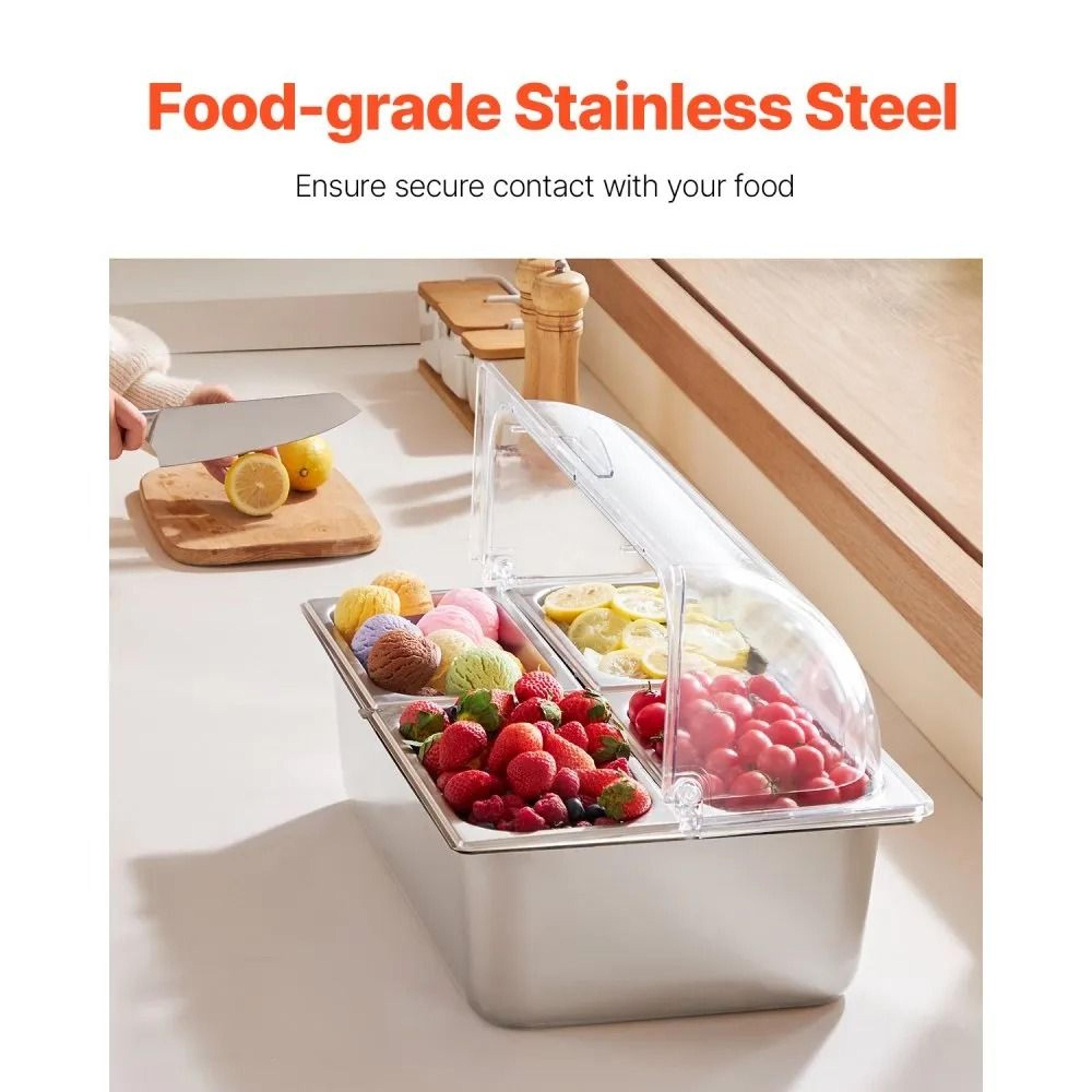 4Pan Stainless Steel Buffet Food Server With Clear RollBack Lid 4