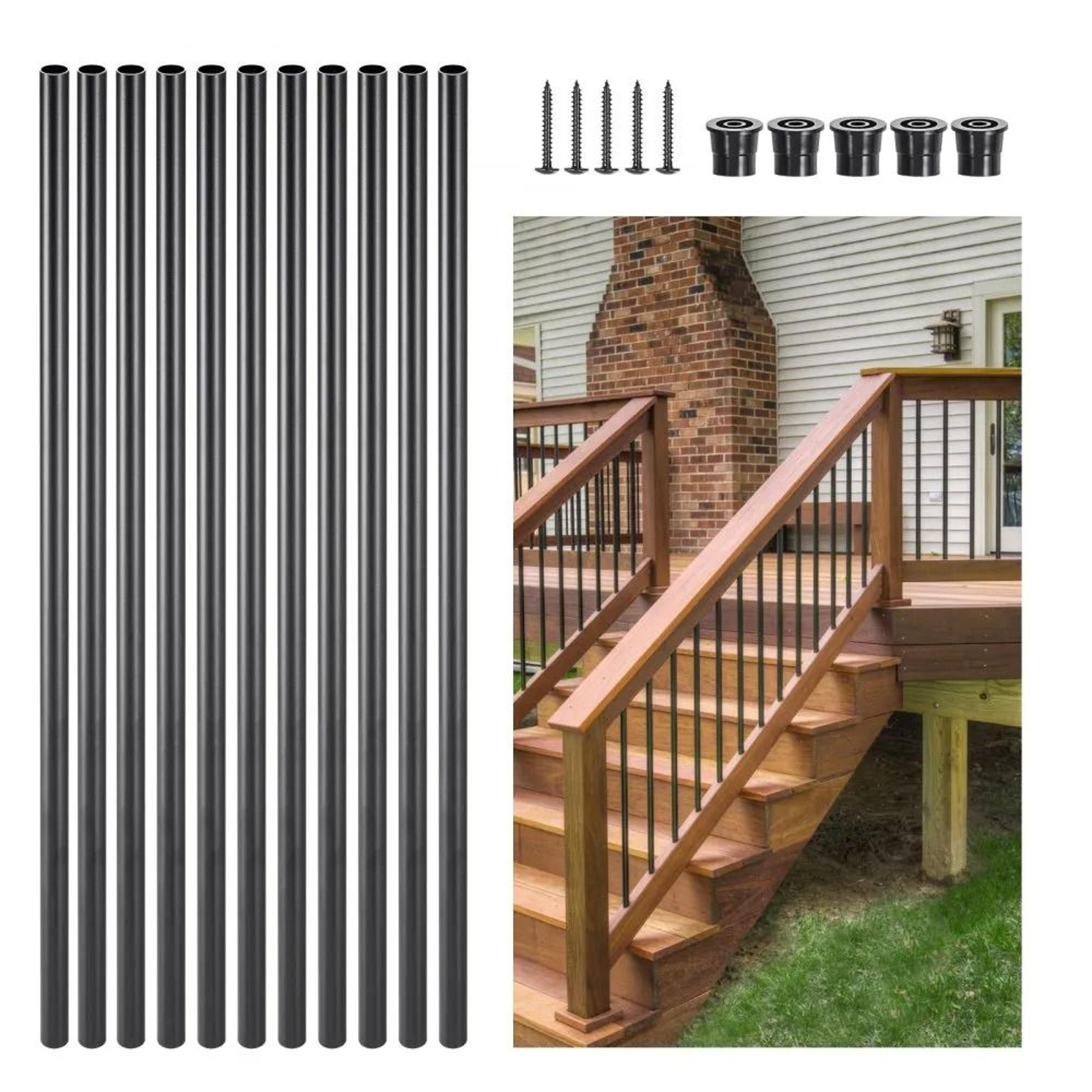 101 Pack Aluminum Stair Balusters 26 Inch Round Deck Railing Spindles Matte Black 7