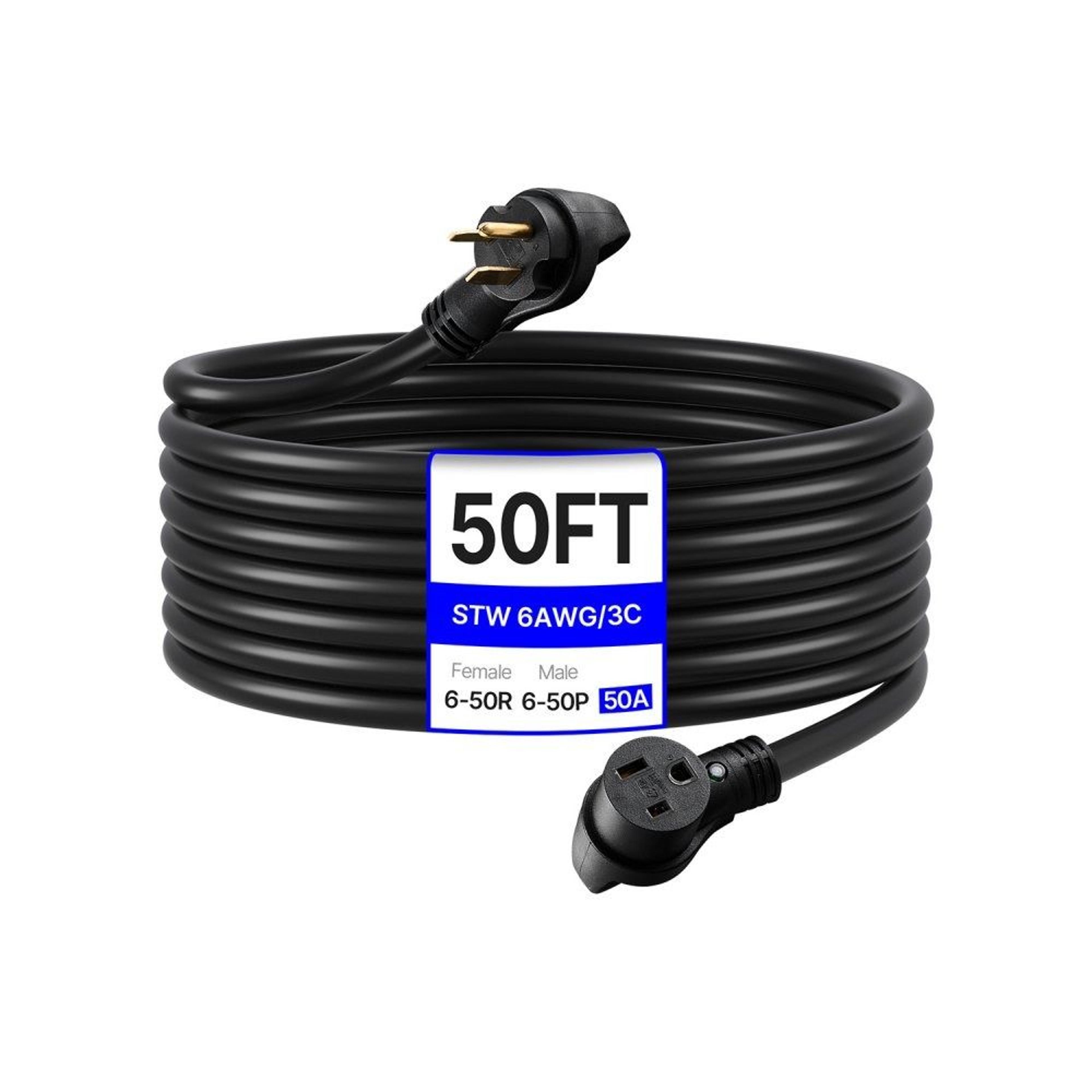50 amp generator extension cord 50 ft heavy duty 6 awg power cable