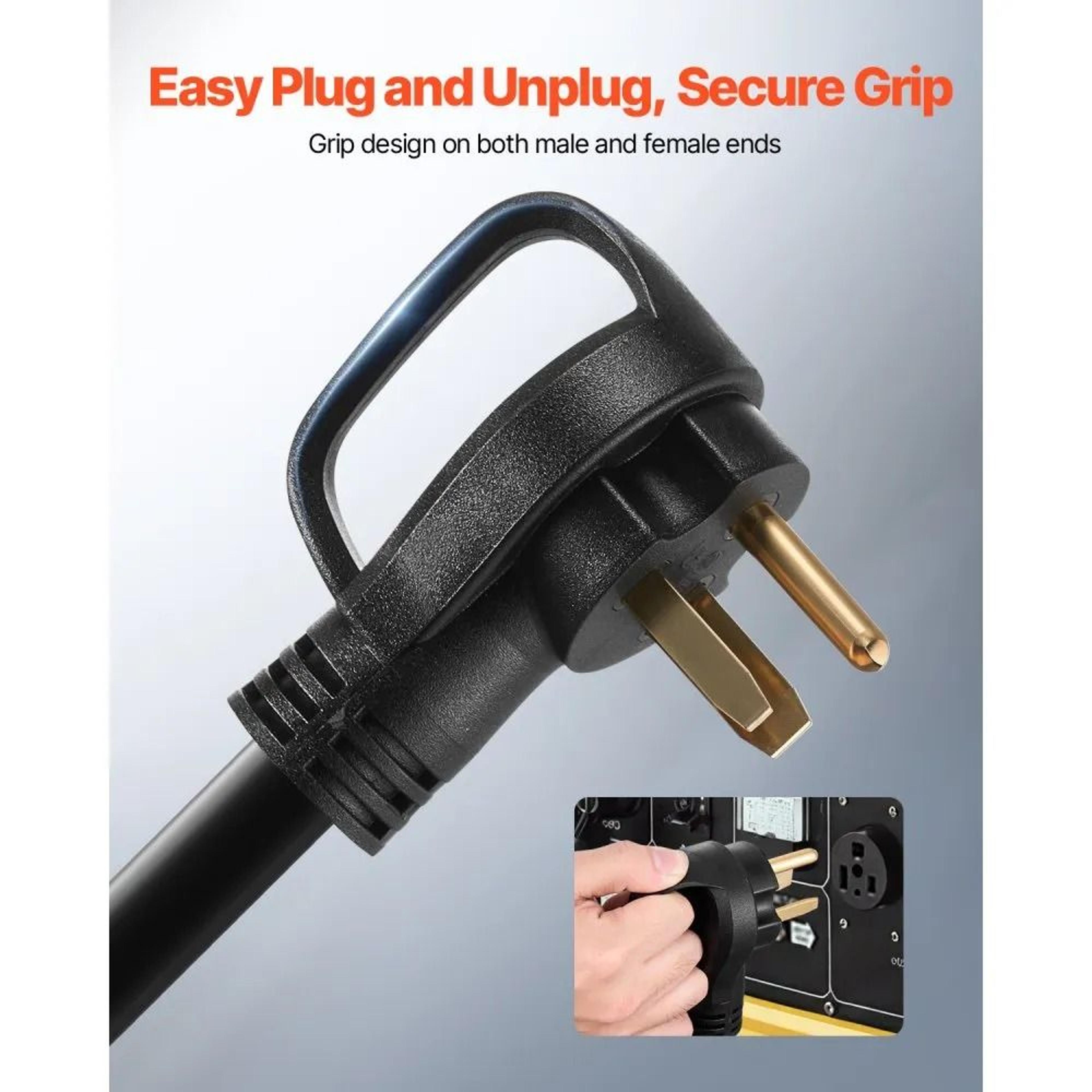 50 Amp Generator Extension Cord 50 Ft Heavy Duty 6 AWG Power Cable 2