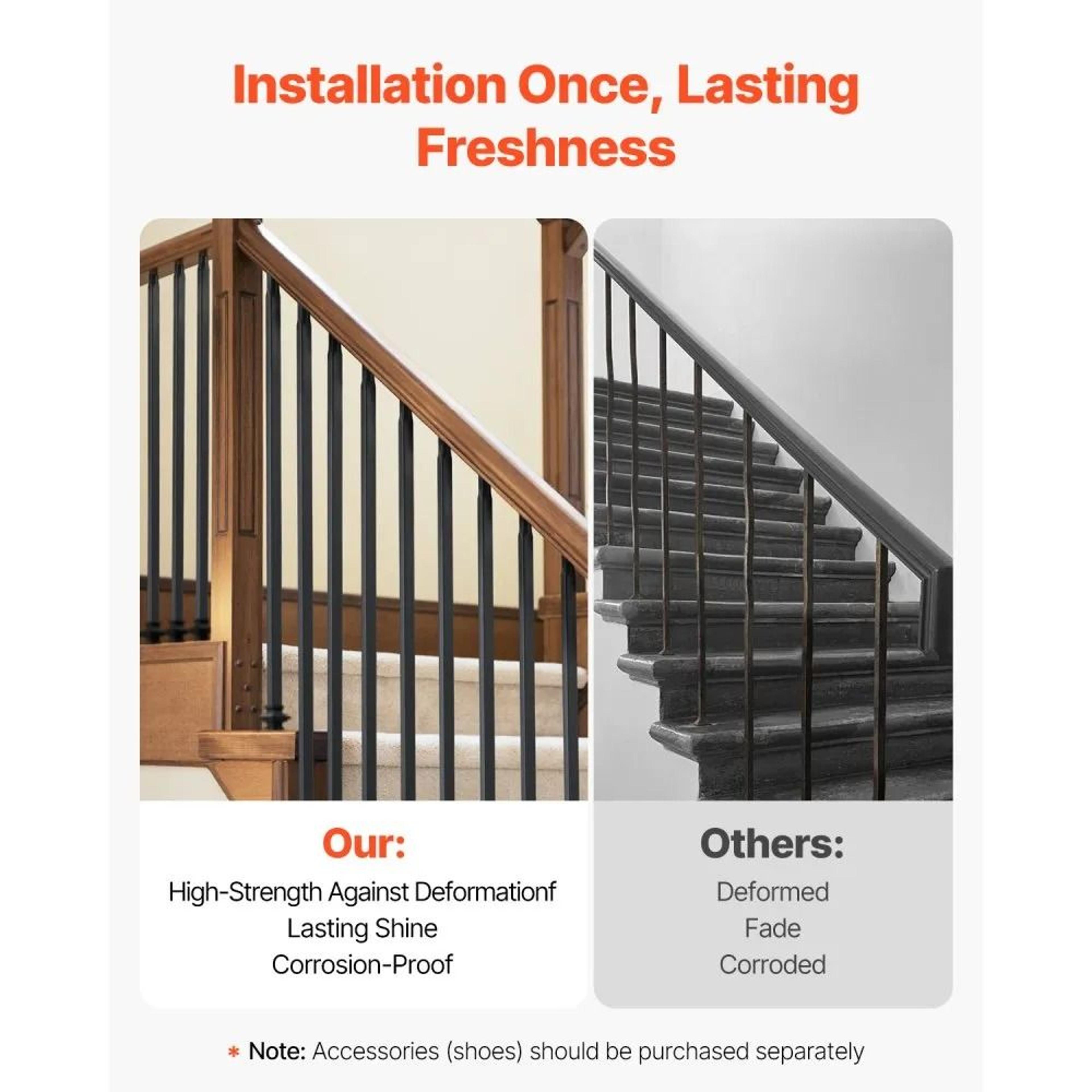 31 Pack 44 Inch Carbon Steel Stair Balusters With Matte Black Finish 4