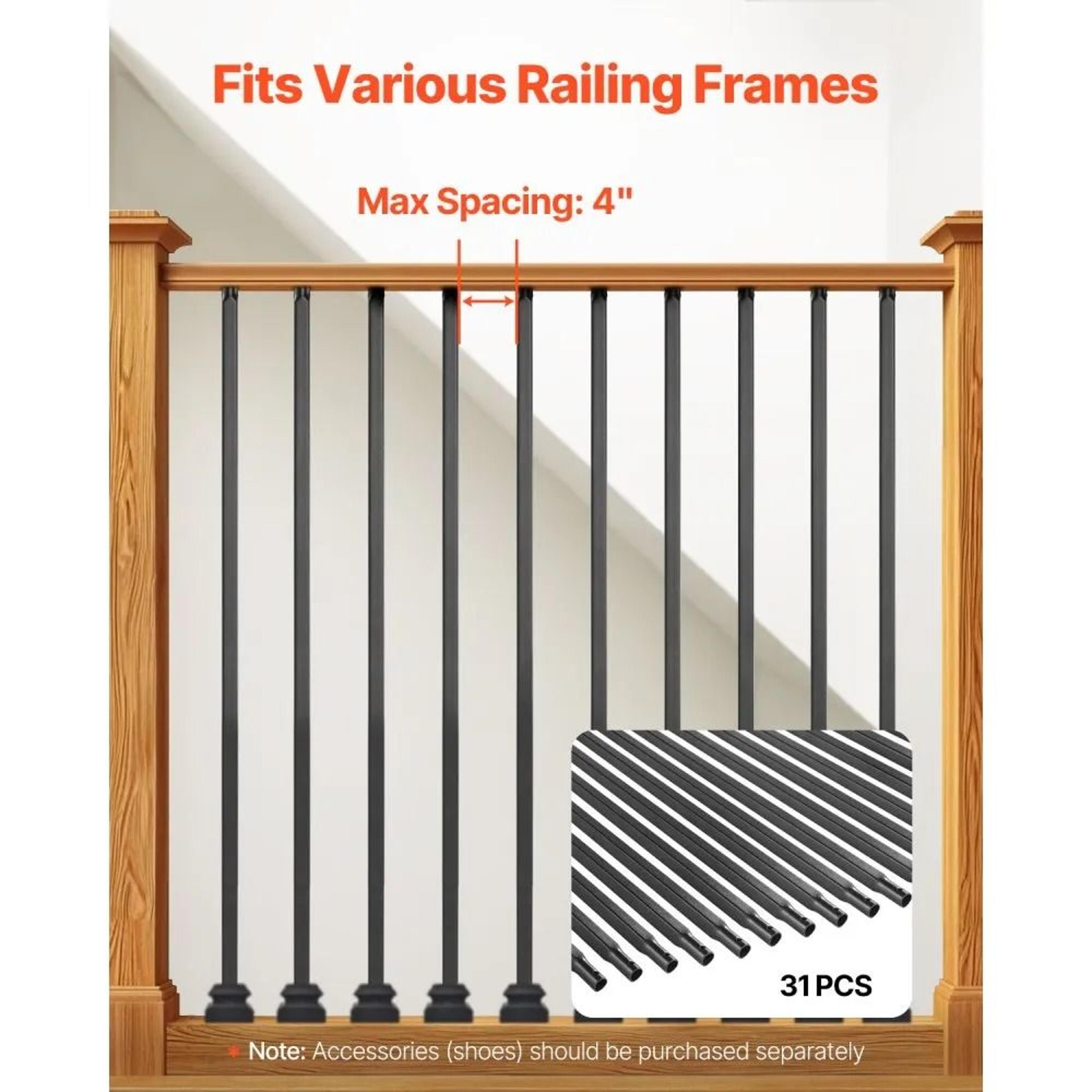 31 Pack 44 Inch Carbon Steel Stair Balusters With Matte Black Finish 2