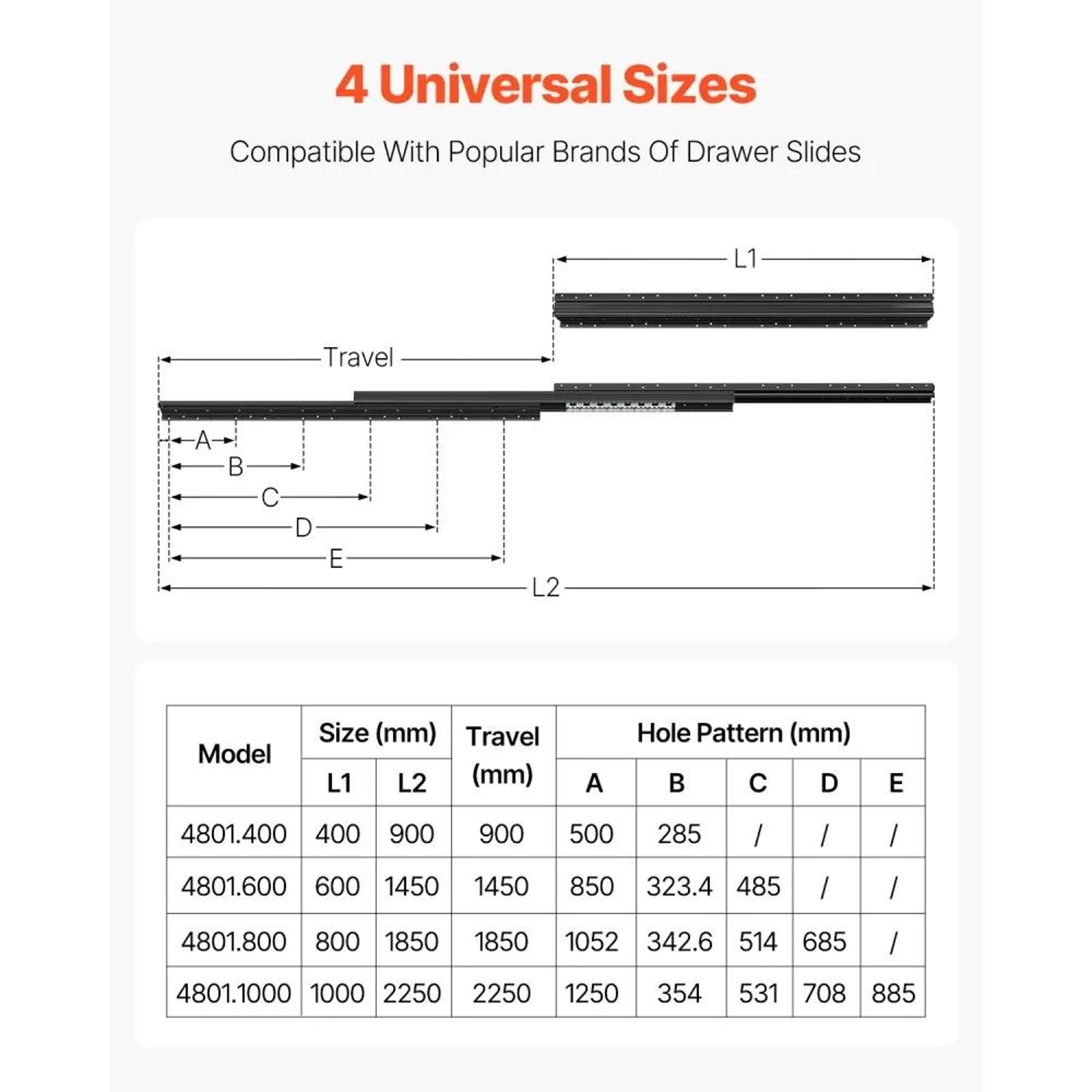 Heavy Duty Undermount Drawer Slides With Full Extension And 260 Lb Capacity 5