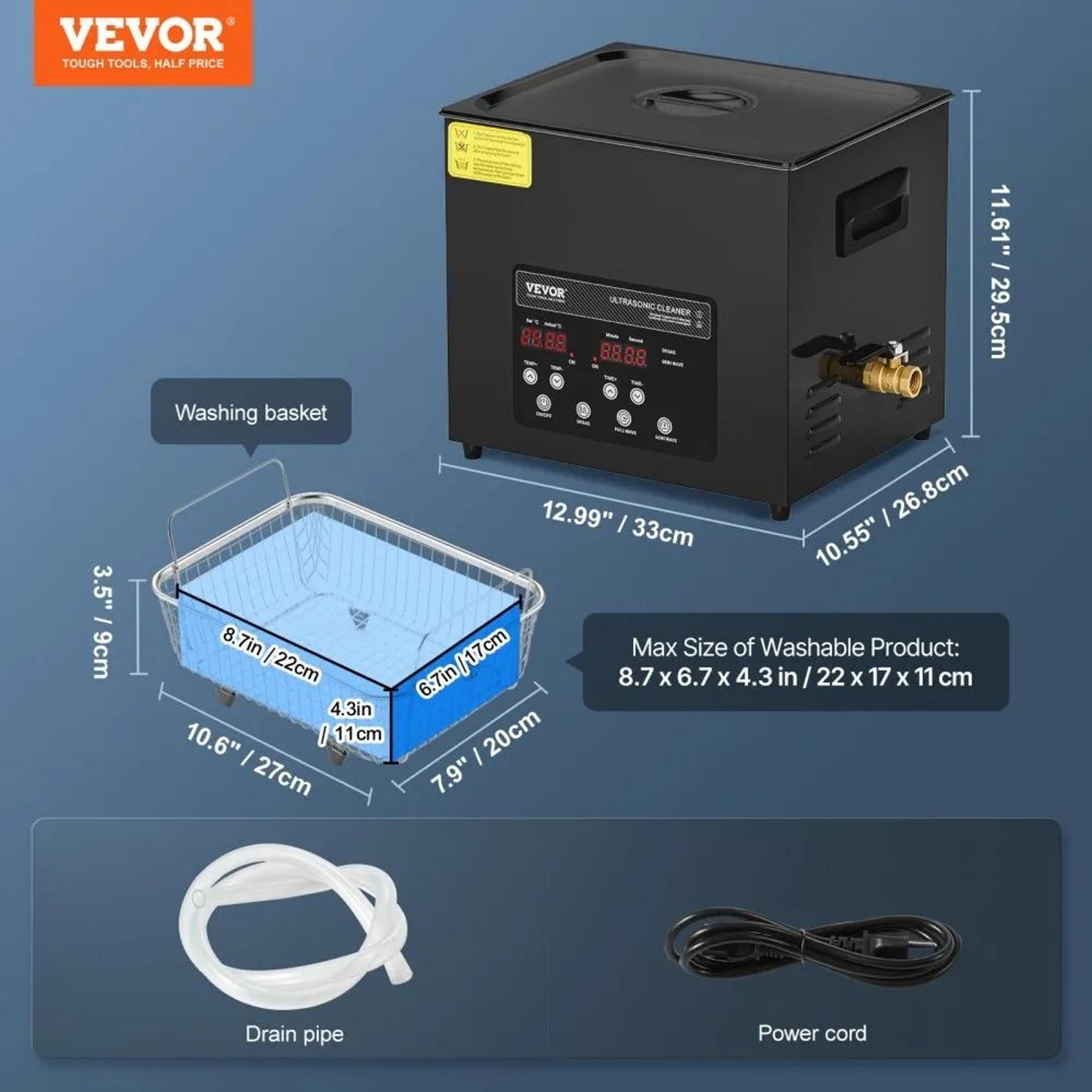 10L Ultrasonic Cleaner With 240W Power And Digital Heater Timer 6