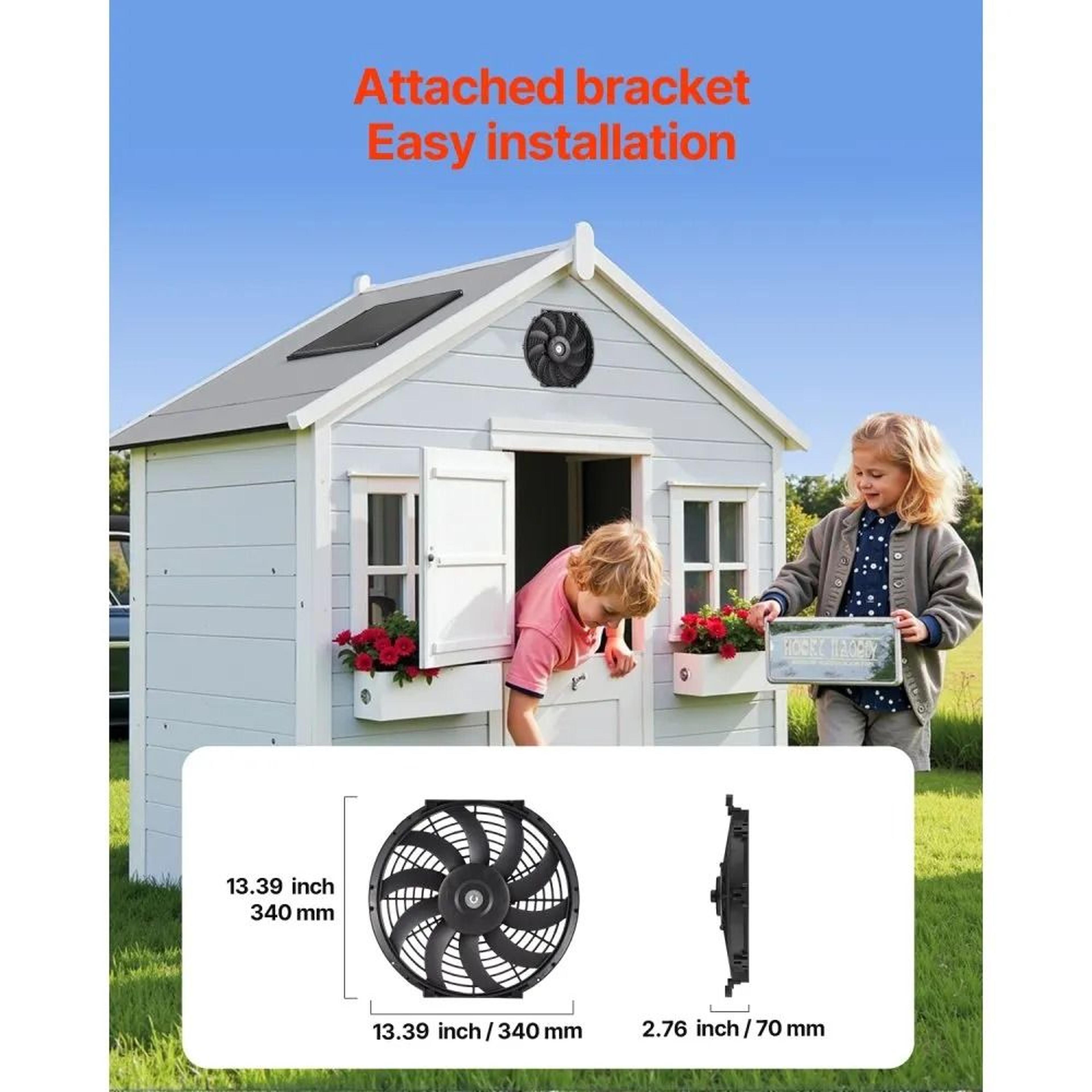 12Inch Solar Powered Gable Mount Attic Exhaust Fan With Thermostat 1300 CFM 2