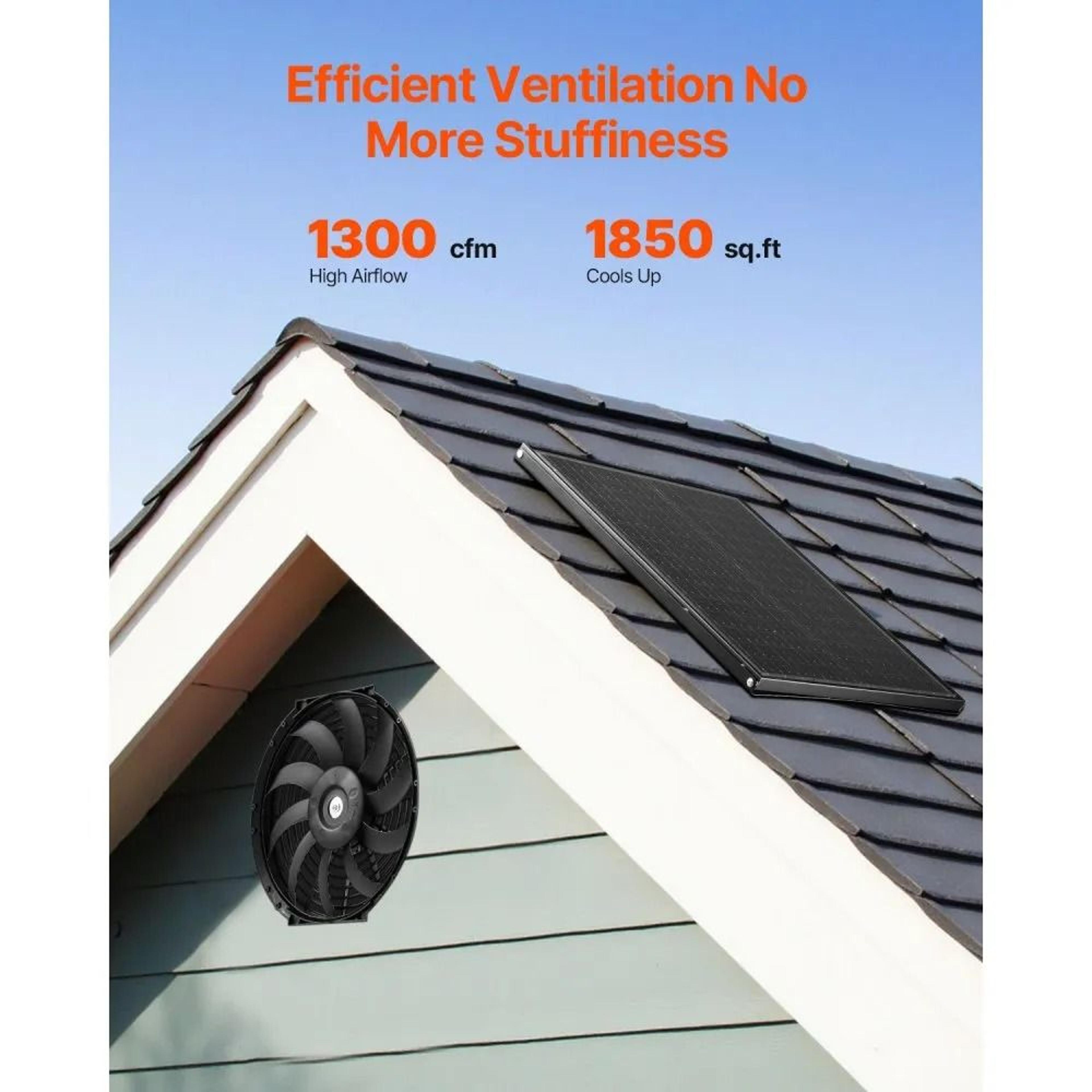 12Inch Solar Powered Gable Mount Attic Exhaust Fan With Thermostat 1300 CFM 1