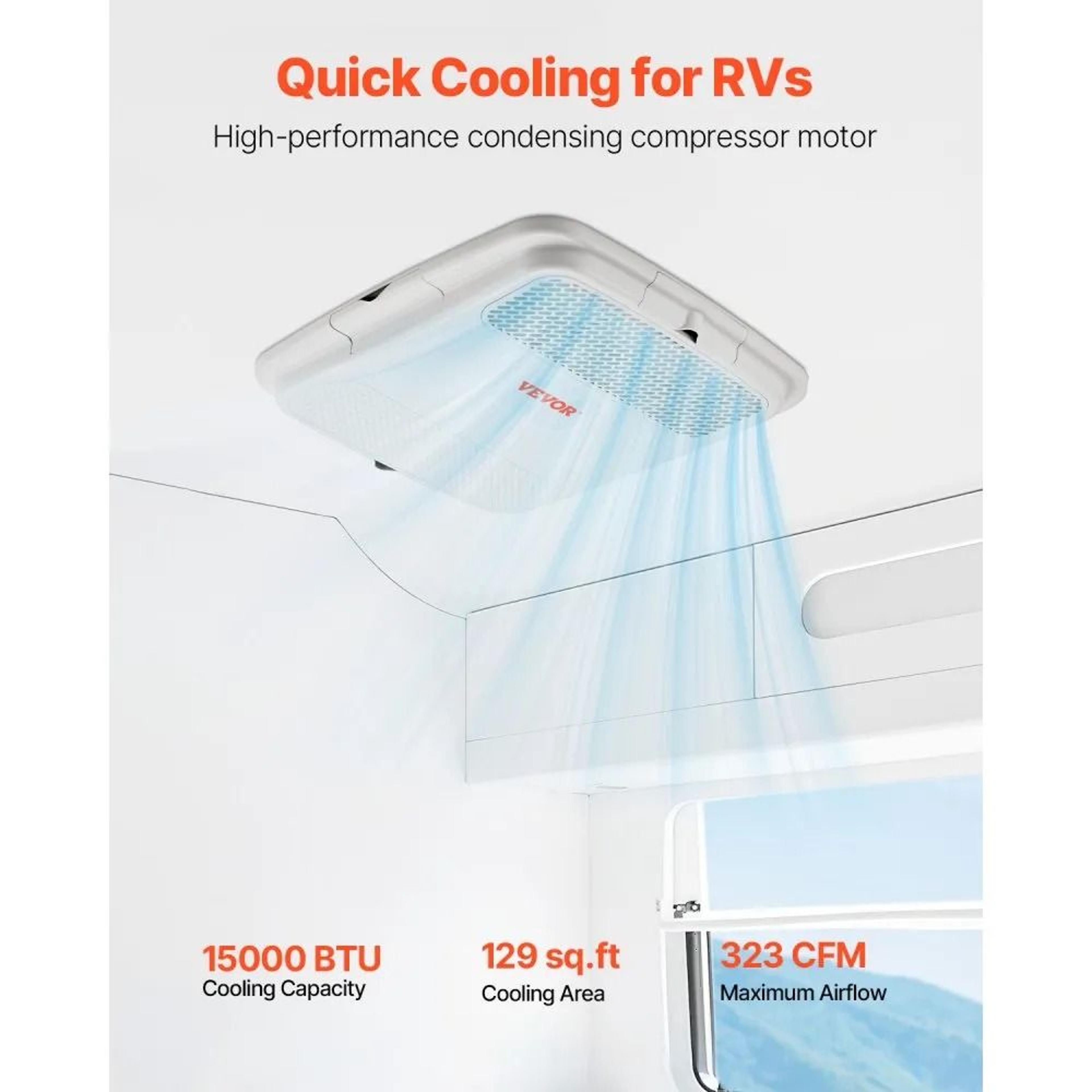 15000 BTU Rooftop RV Air Conditioner With NonDucted Cooling And 3Speed Fan 5