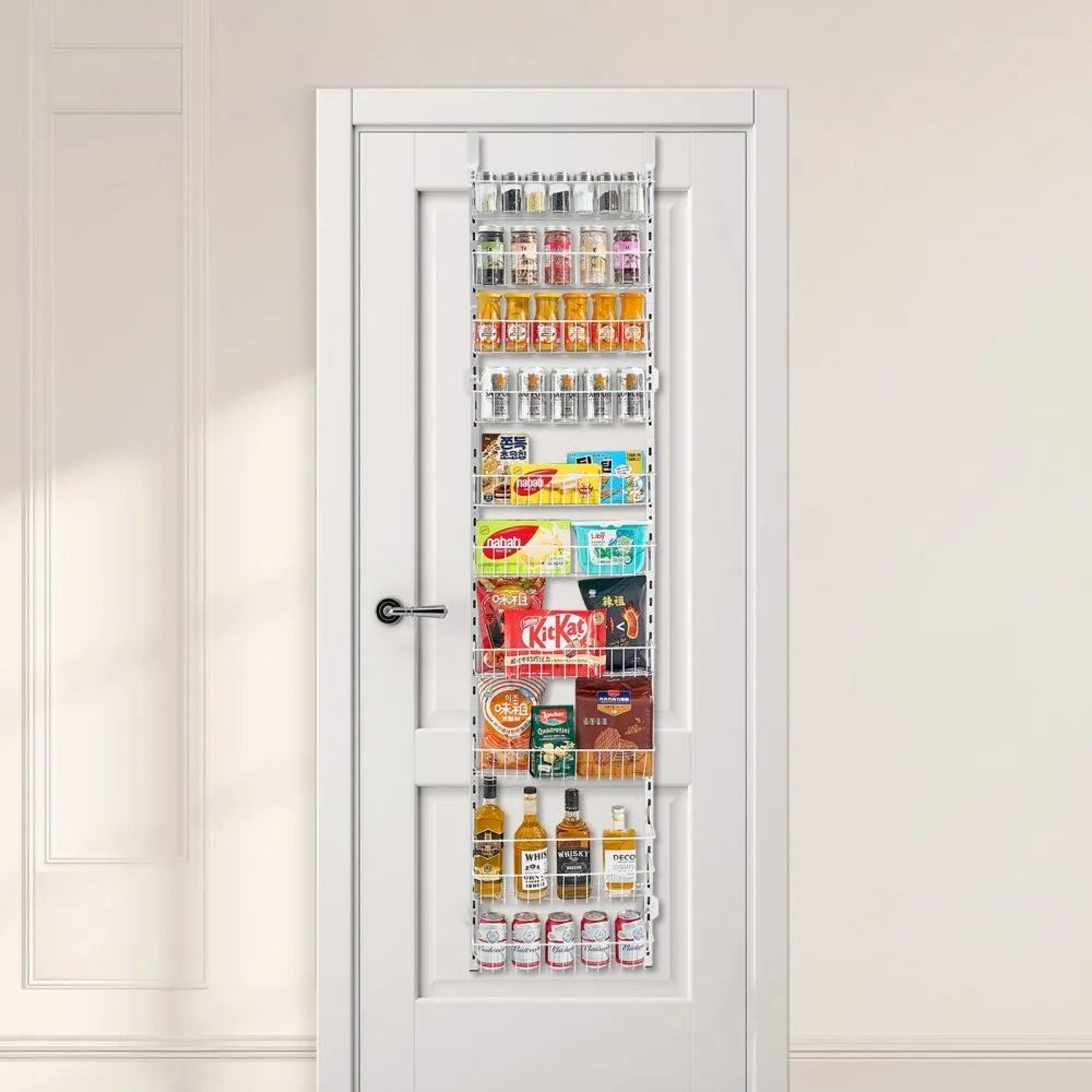10-tier over the door pantry organizer with adjustable steel storage baskets