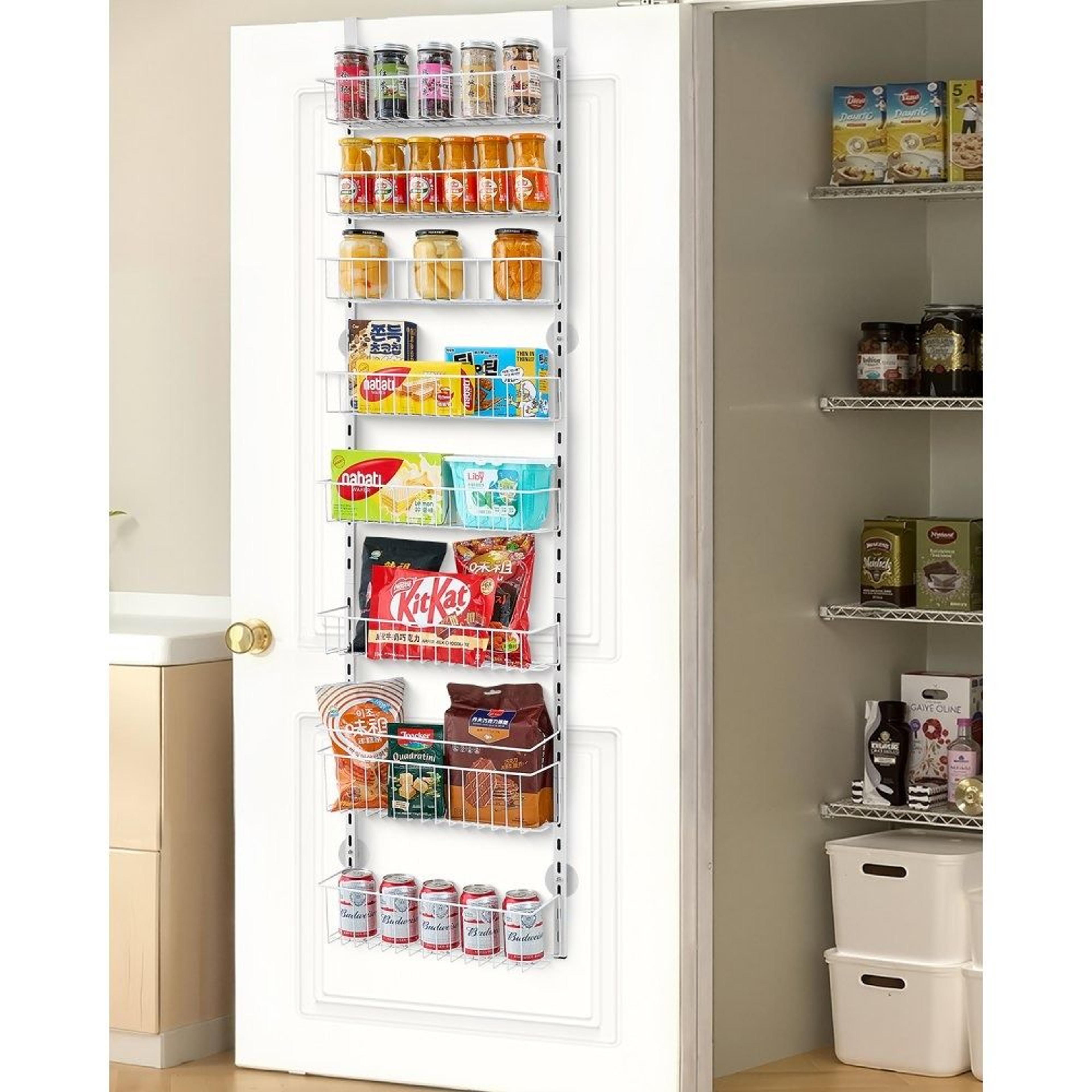 8Tier Over The Door Pantry Organizer With Adjustable Steel Storage Baskets White 5