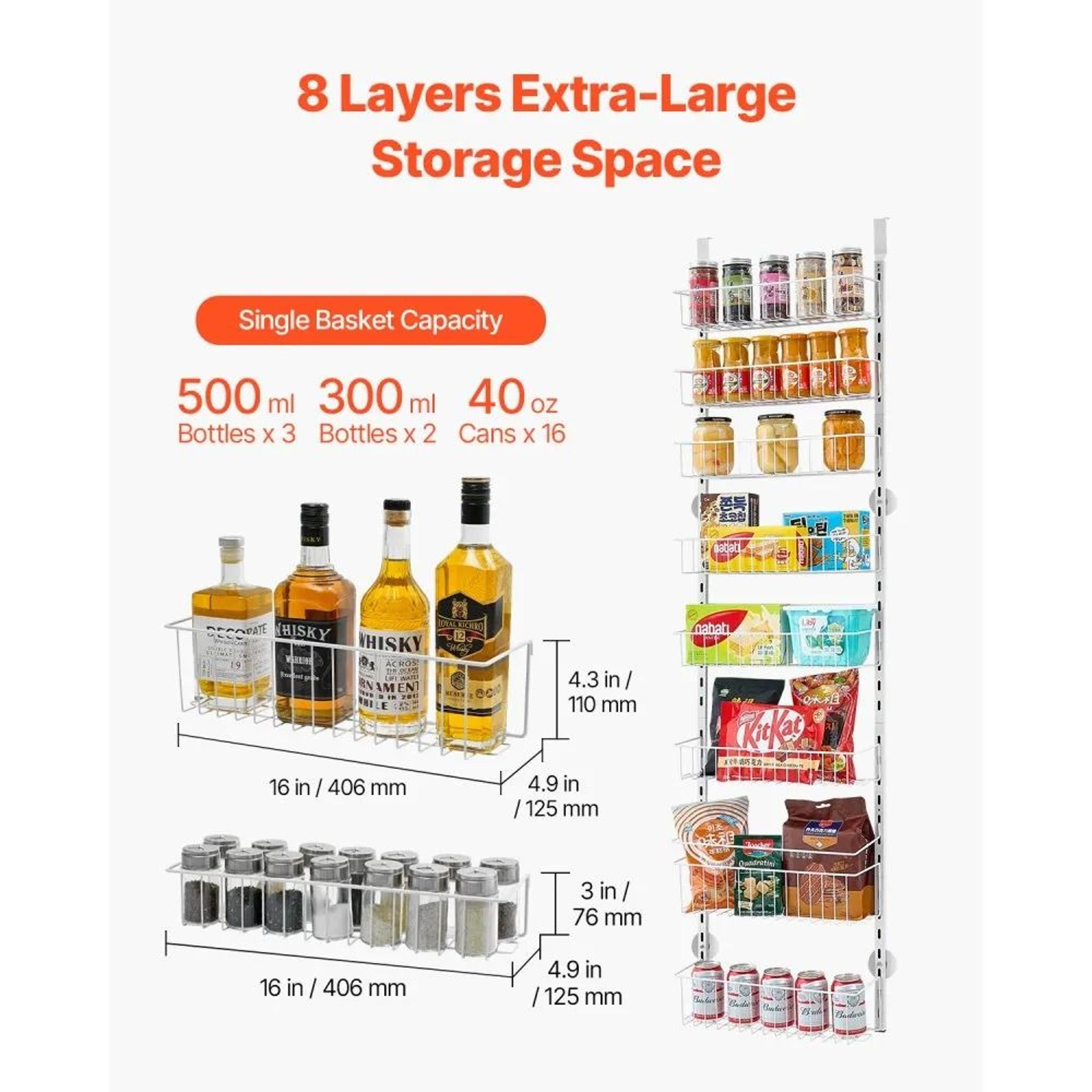 8Tier Over The Door Pantry Organizer With Adjustable Steel Baskets 2