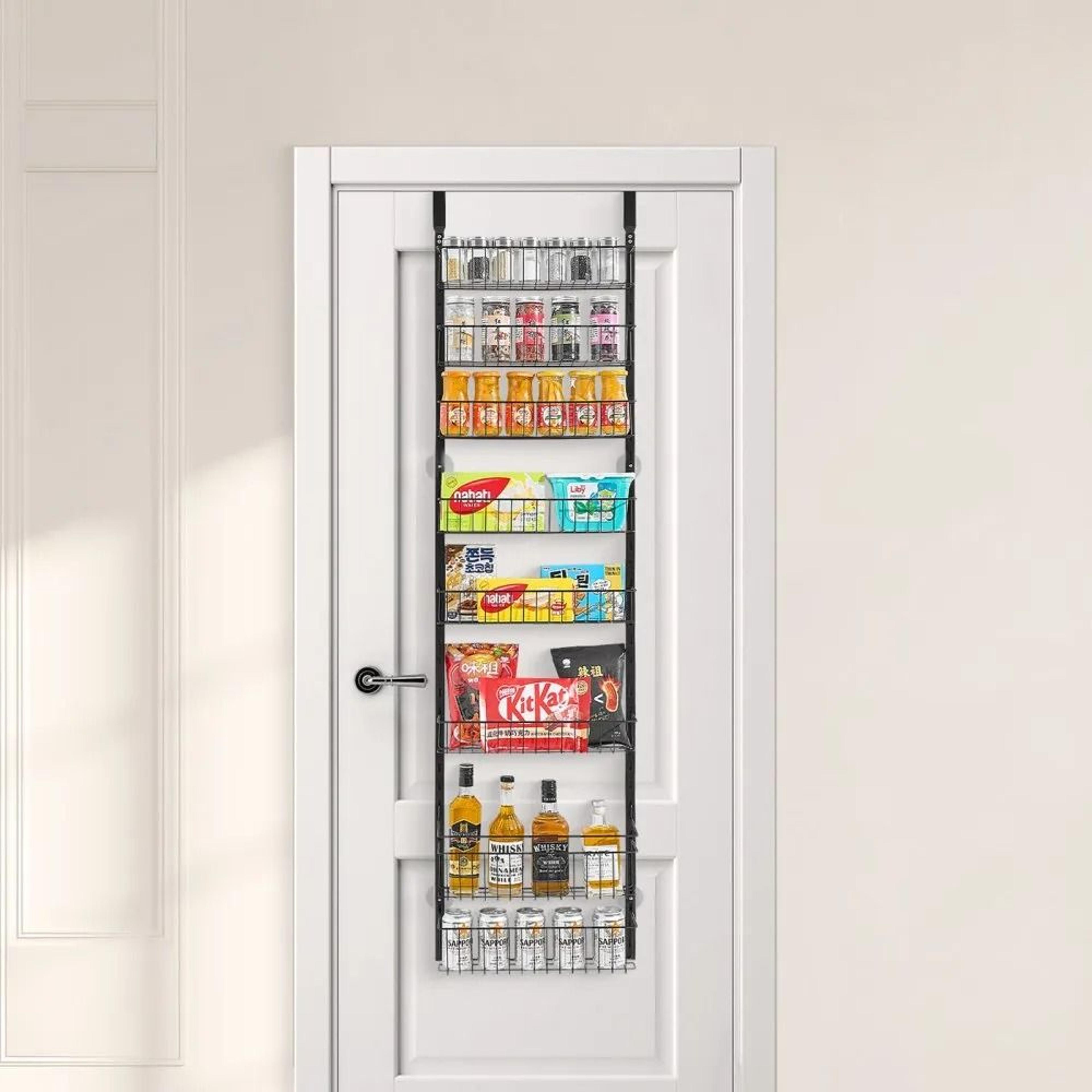 8-tier over the door pantry organizer with adjustable steel storage baskets