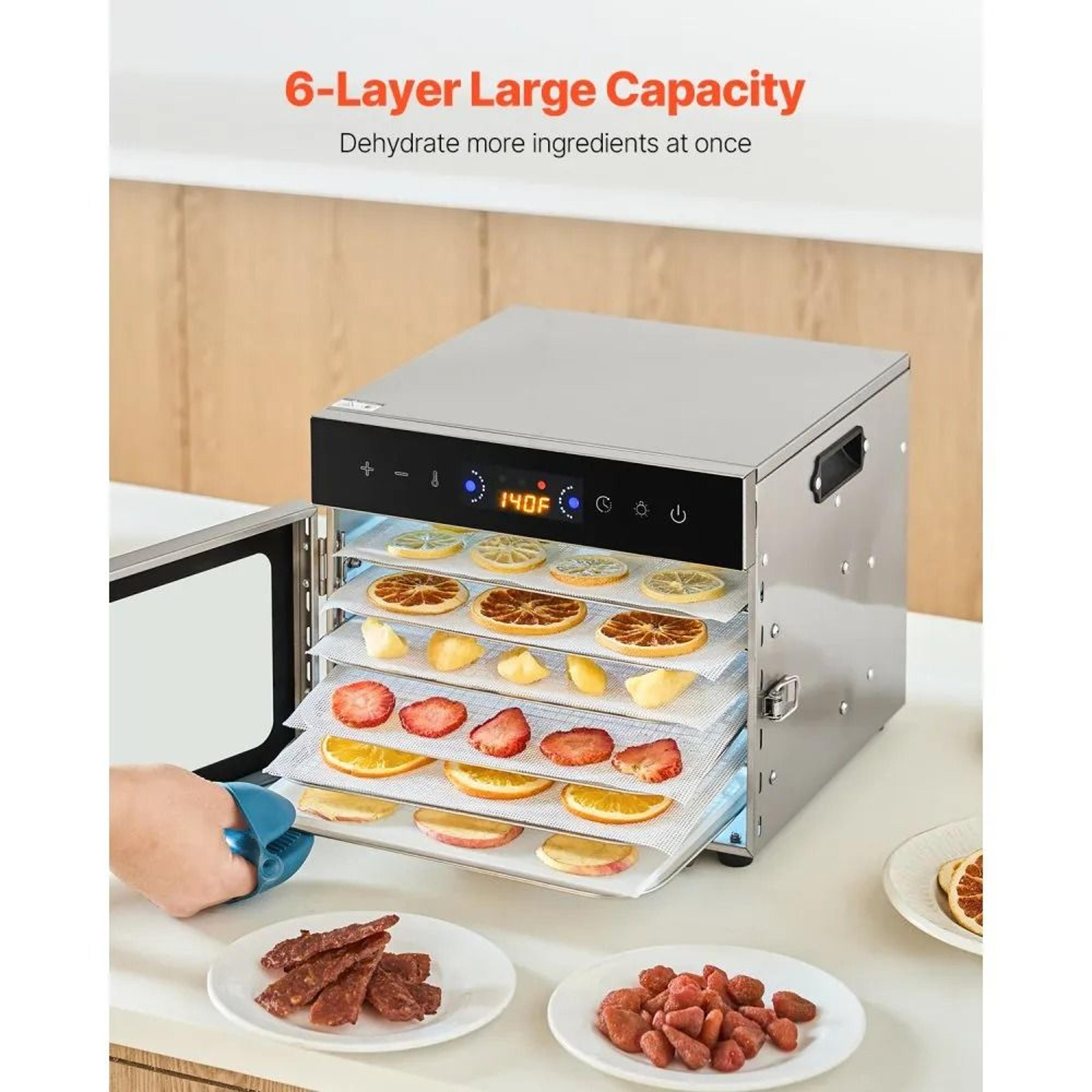 400W Food Dehydrator Machine With 6 Stainless Steel Trays And 24Hour Timer 4