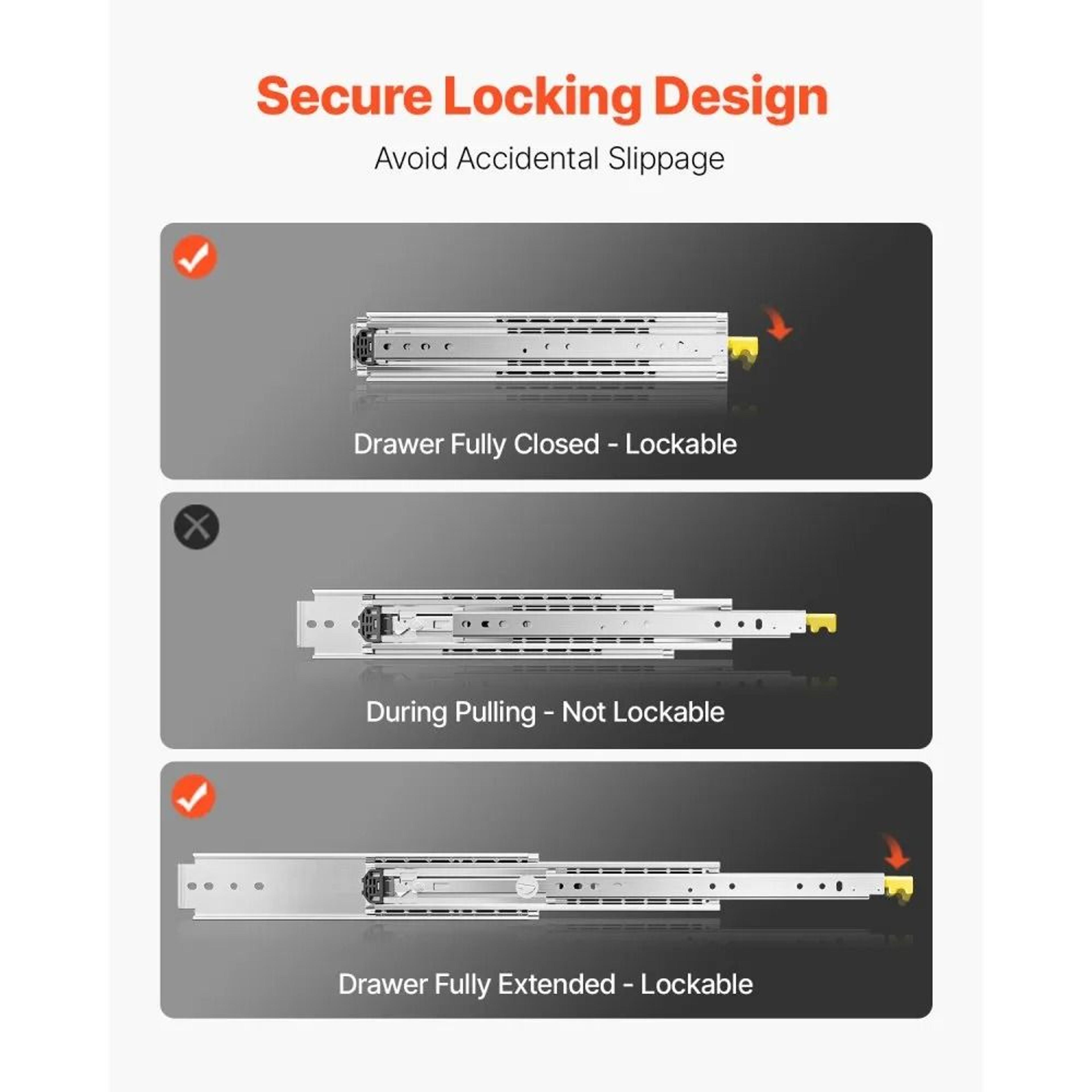 24Inch HeavyDuty Locking Drawer Slides 500 Lb Capacity Full Extension Pair 6