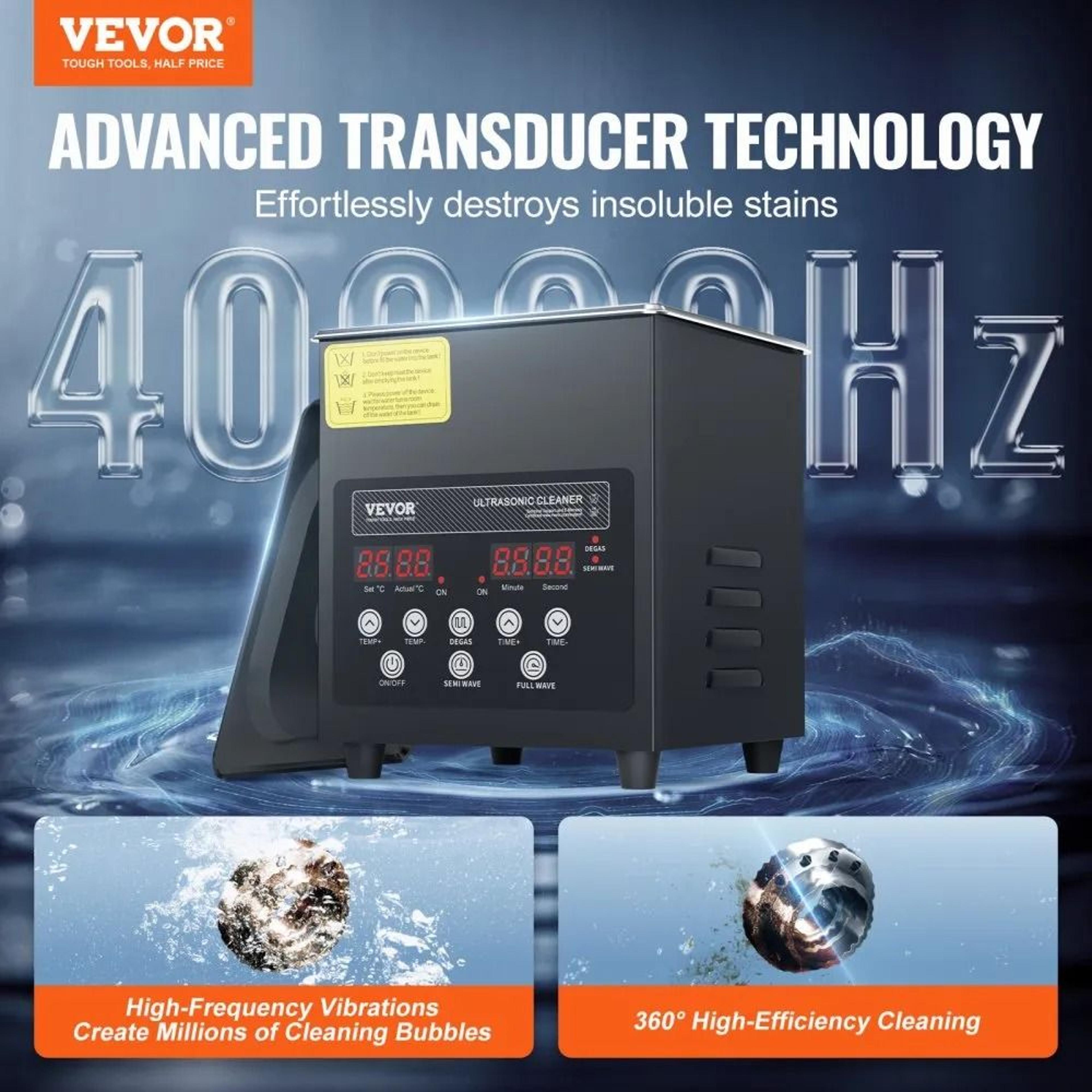 2L Ultrasonic Cleaner With 40kHz Cleaning Power And Digital Heater Timer 1