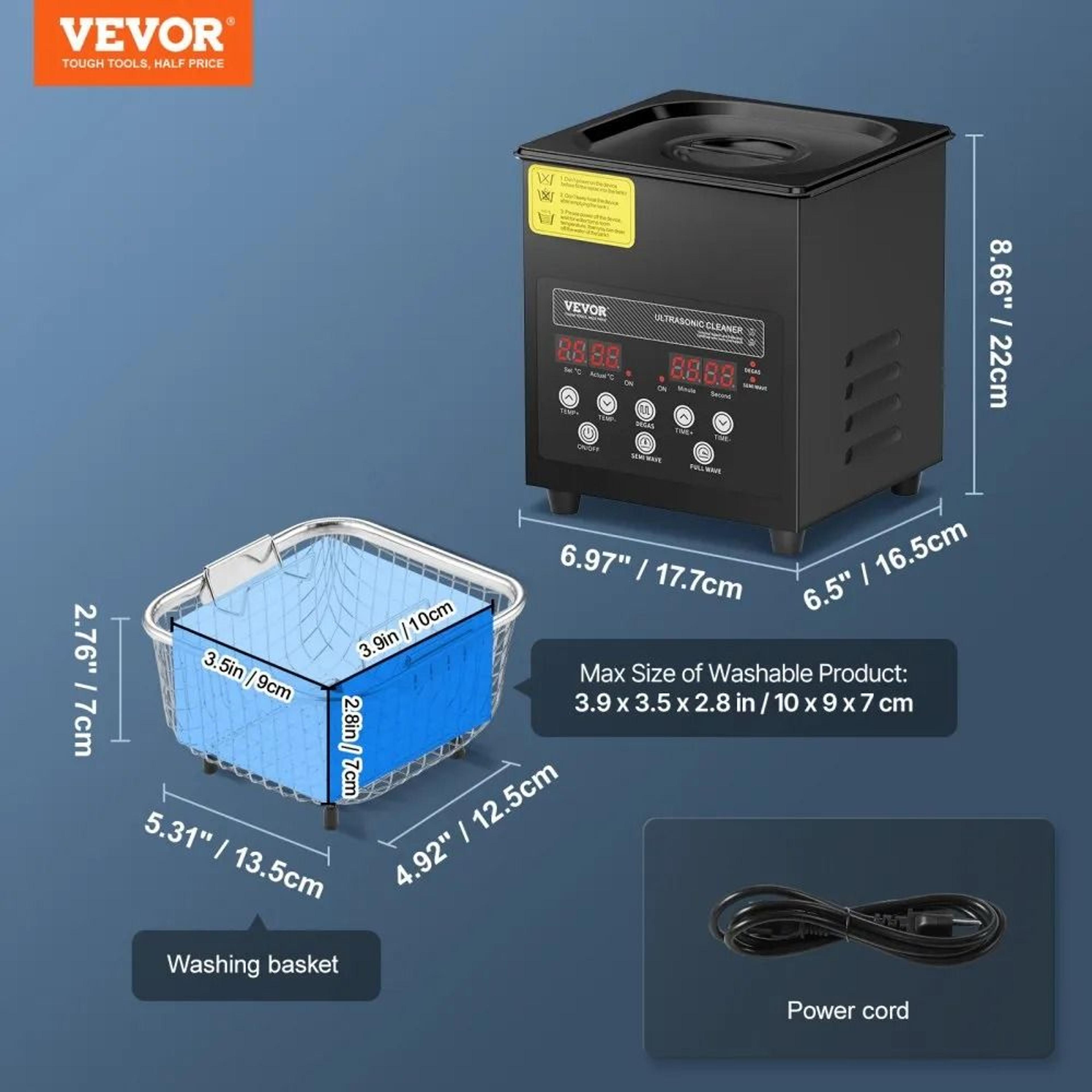 2L Ultrasonic Cleaner With 40kHz Cleaning Power And Digital Heater Timer 7