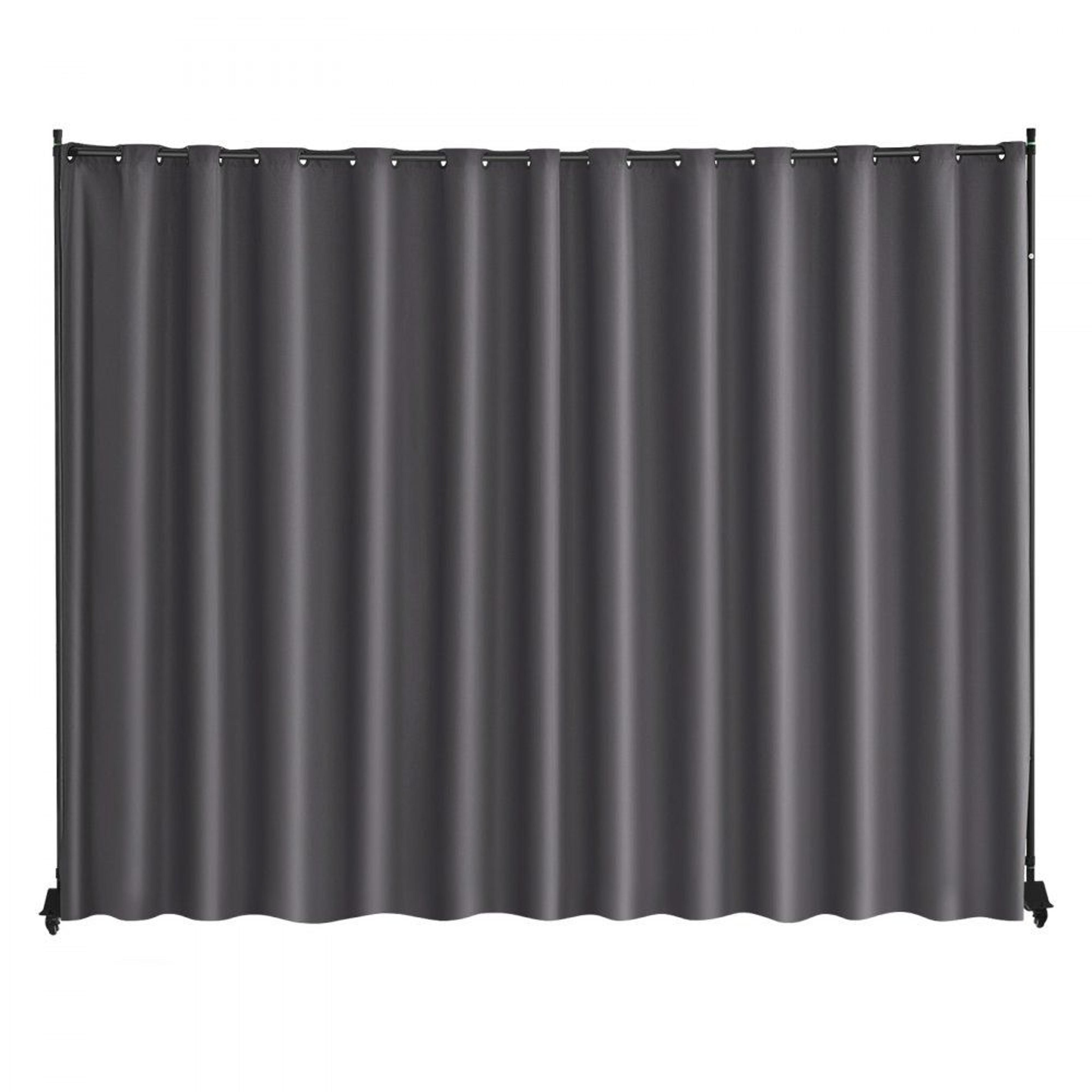 portable room divider with wheels and privacy curtain panel gray