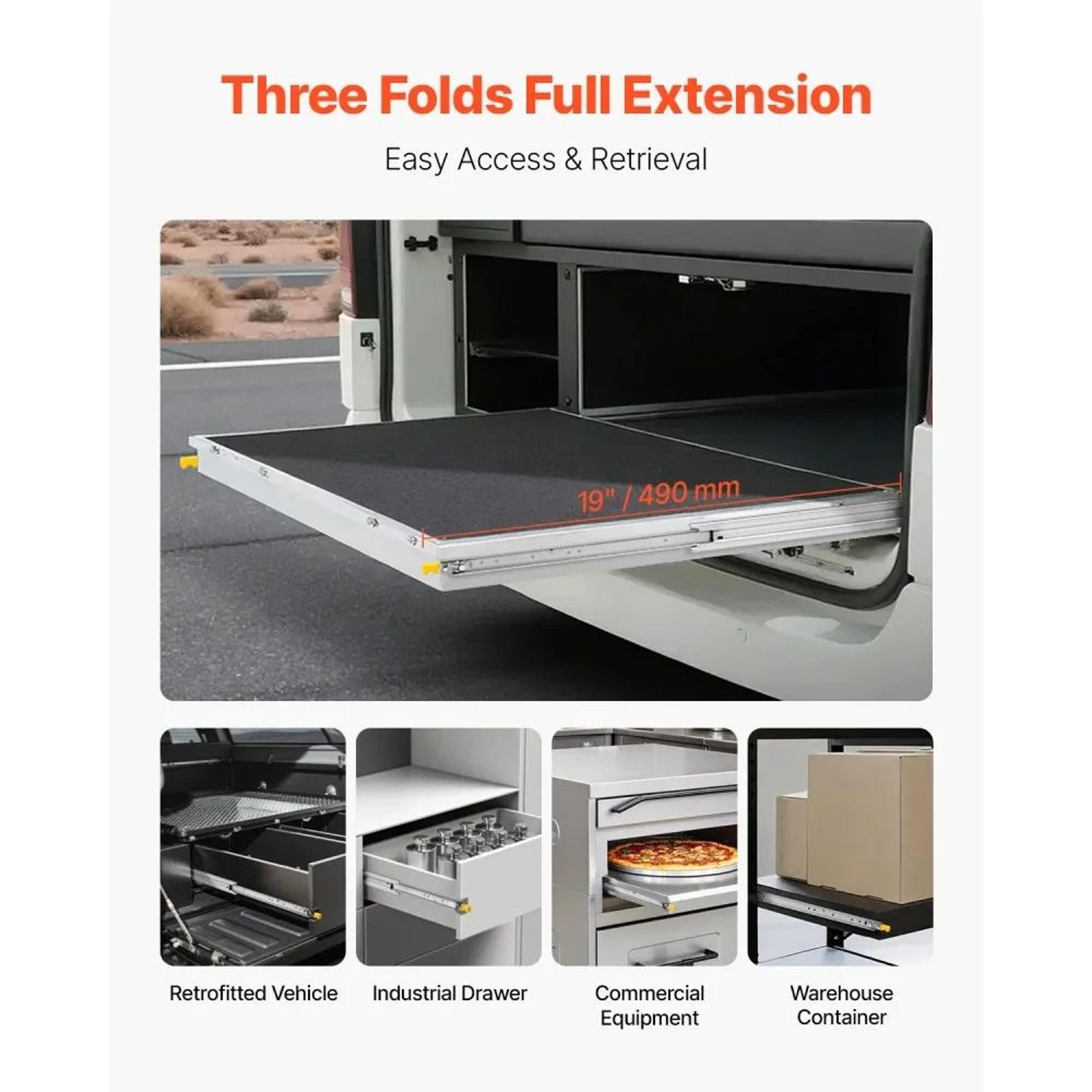 Heavy Duty Locking Drawer Slides 500 Lbs Capacity Full Extension Ball Bearing Side Mount Rails 4