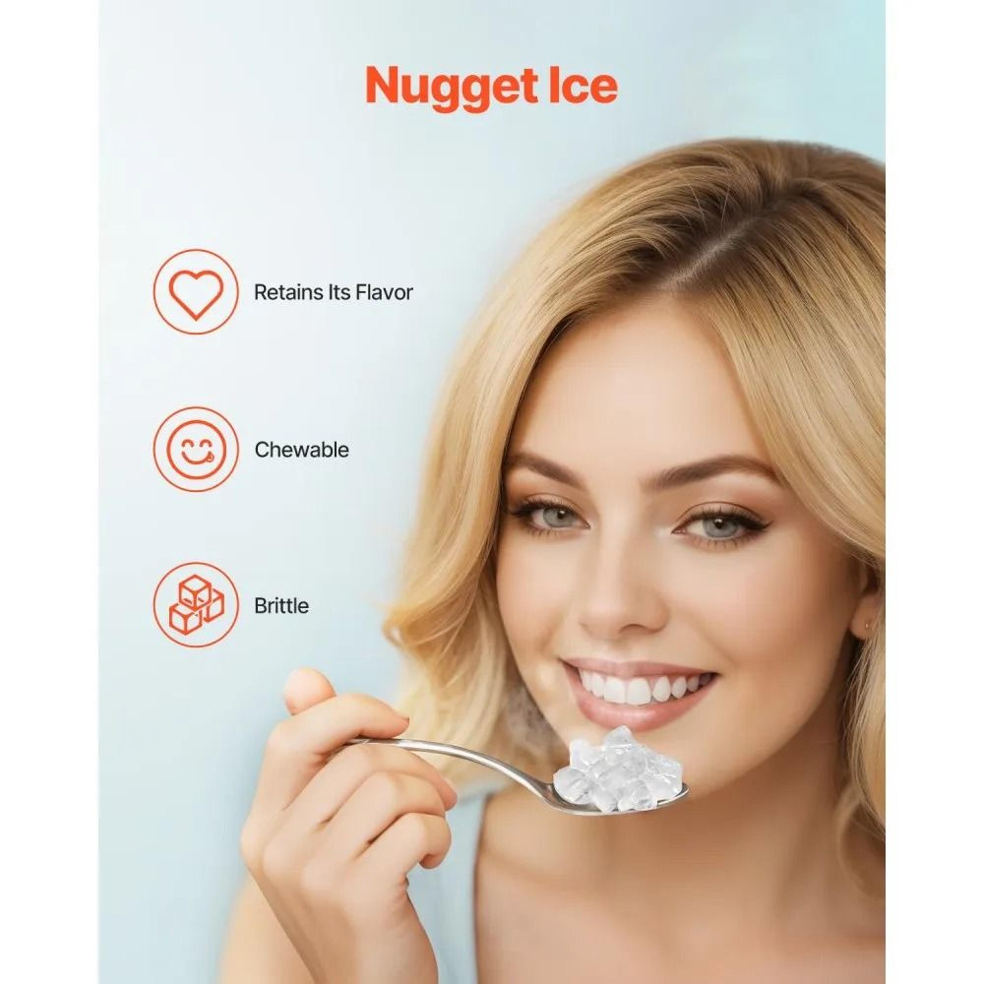Countertop Nugget Ice Maker 37 Lbs Per Day With SelfCleaning And Stainless Steel Body 2