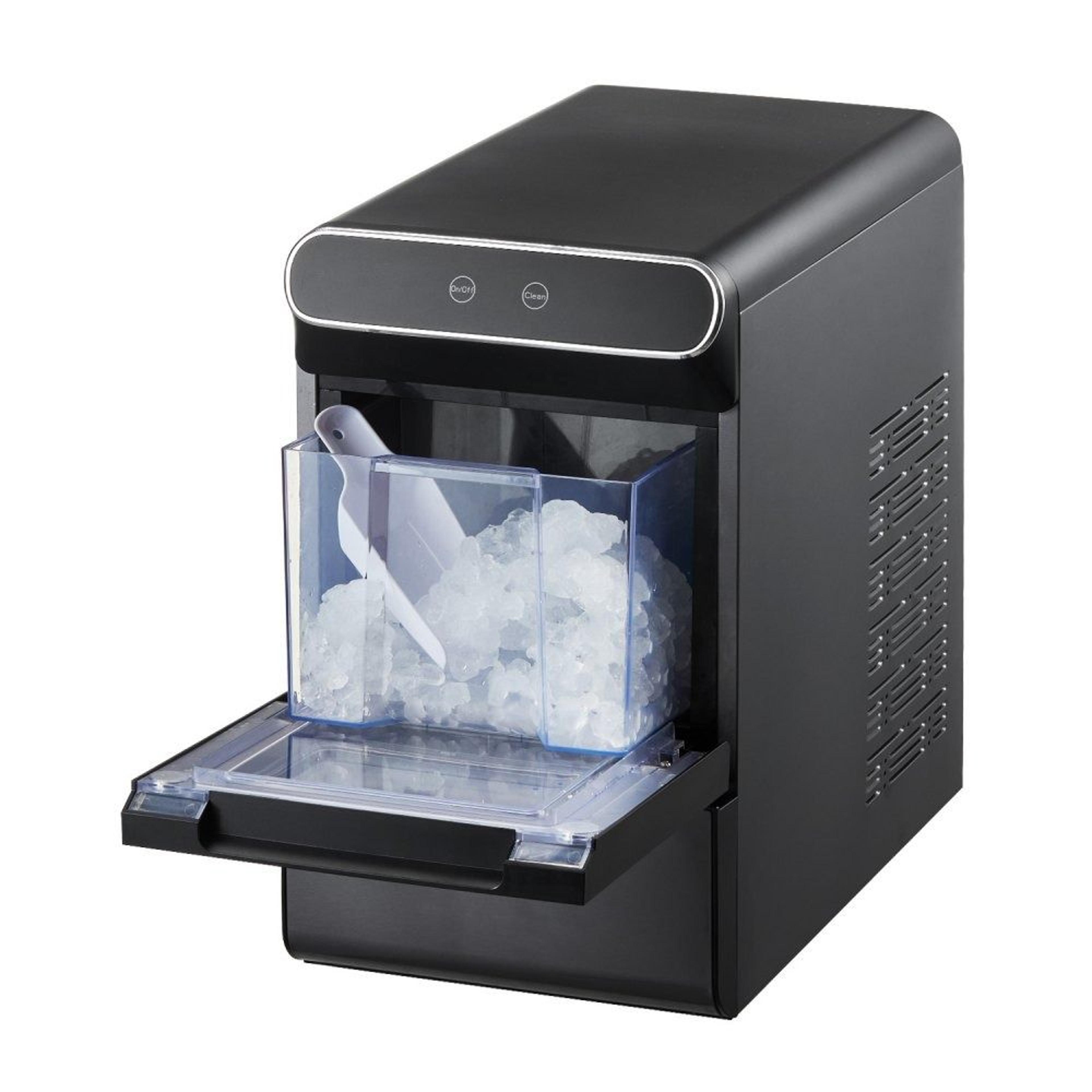 countertop nugget ice maker 37 lbs per day with self-cleaning and stainless steel body