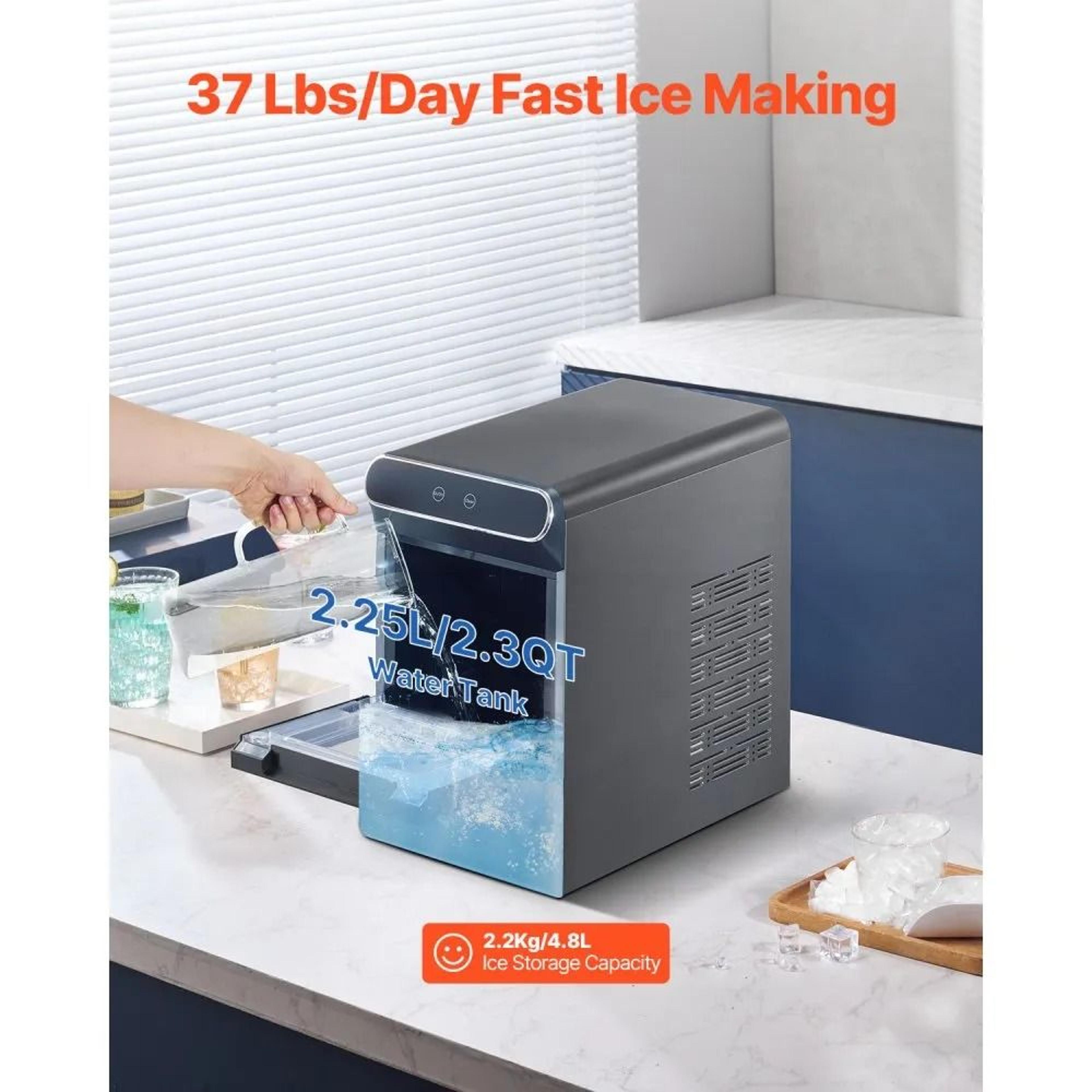 Countertop Nugget Ice Maker 37 Lbs Per Day With SelfCleaning And Stainless Steel Body 4