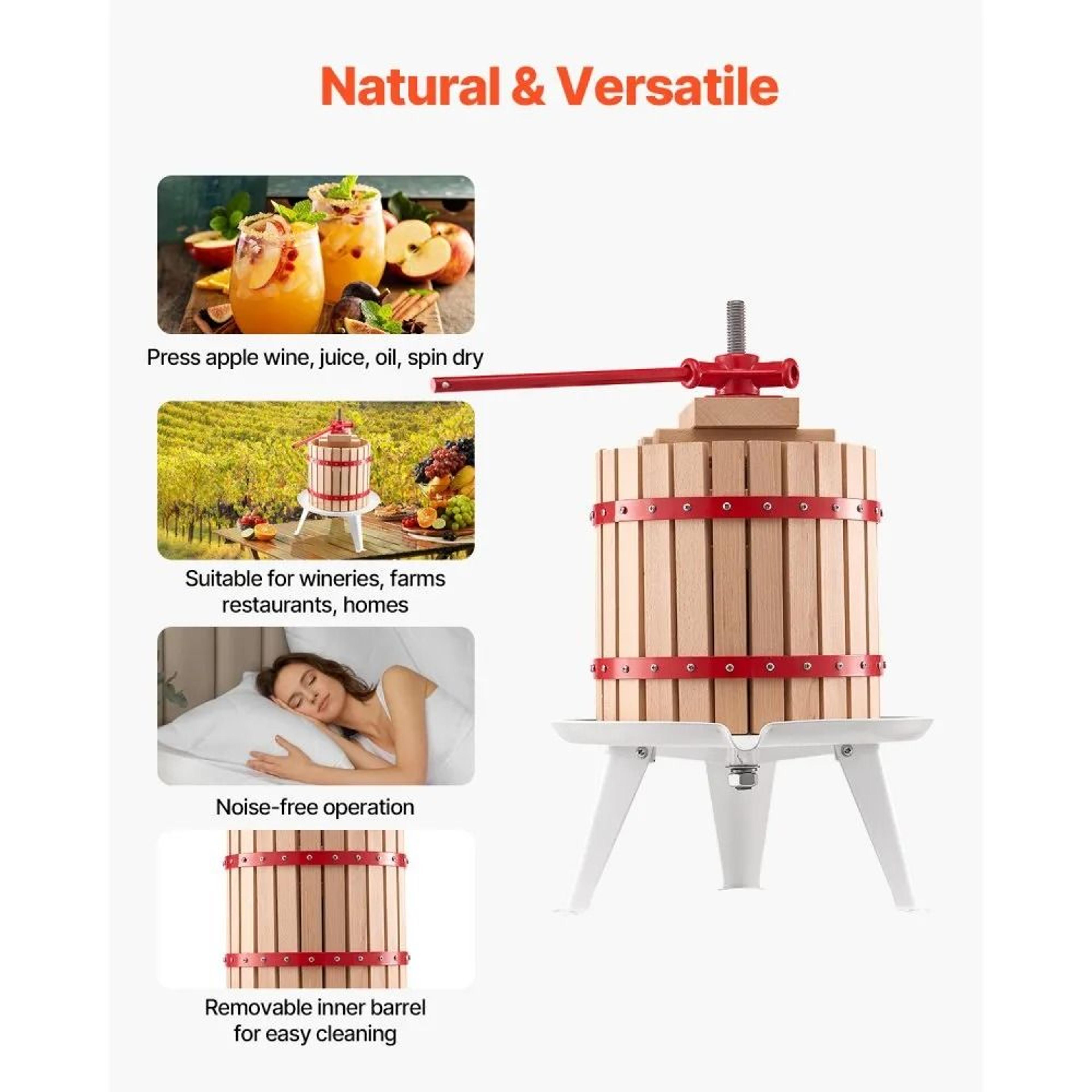32 Gallon Manual Fruit Wine Press With Solid Beechwood Basket And Rotating Handle 6