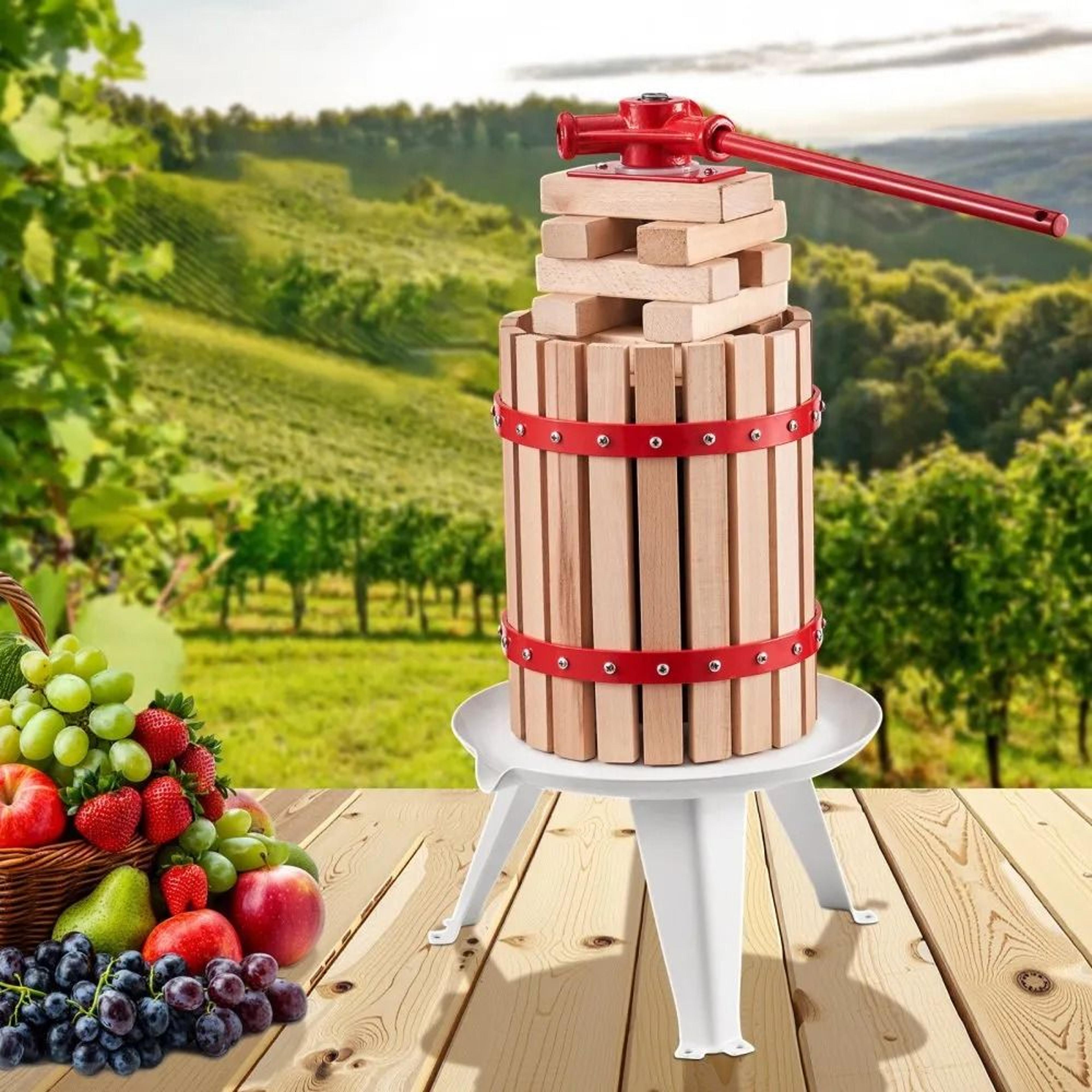 16 Gallon Manual Fruit Wine Press With Solid Beechwood Basket And Handle 4