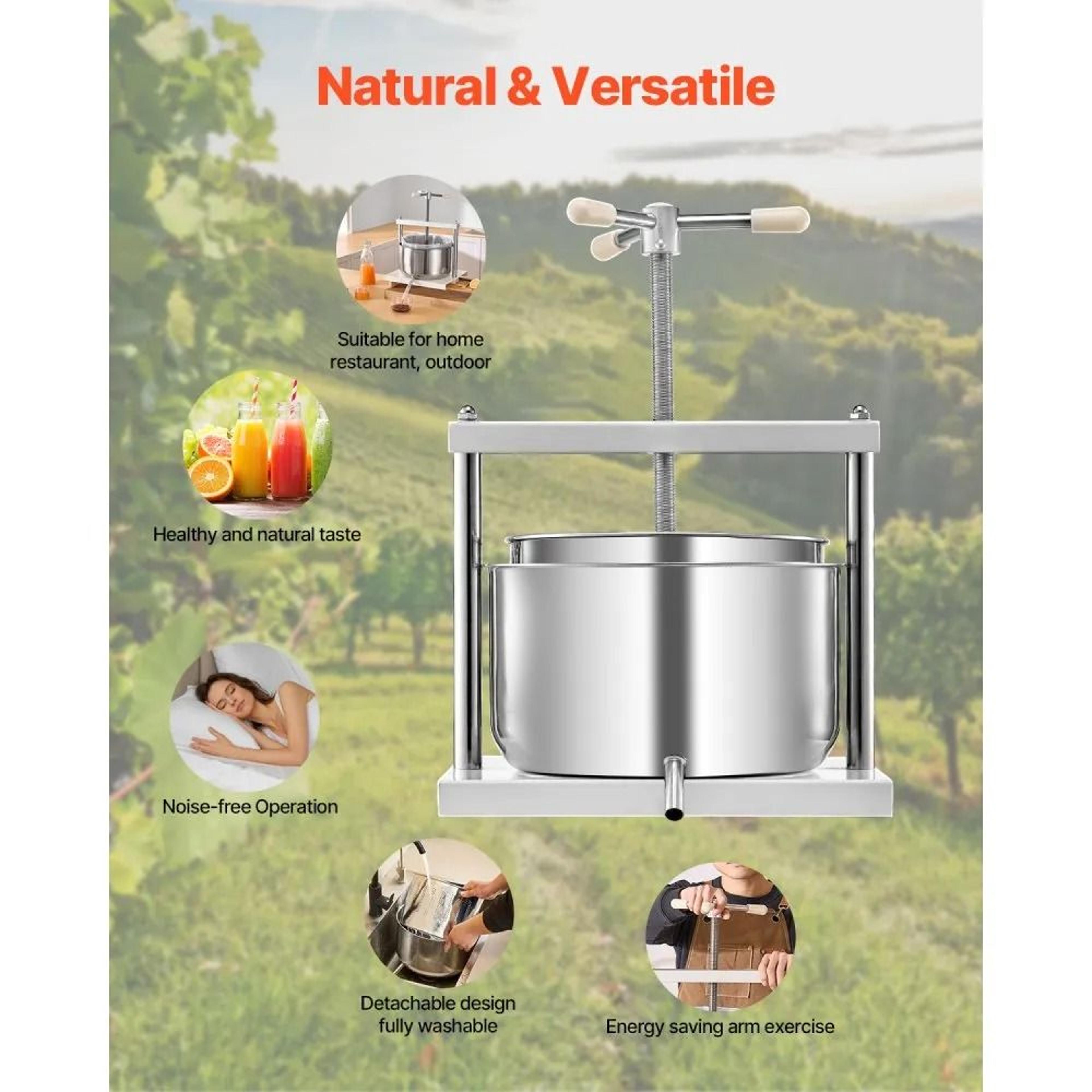 317 Gallon Stainless Steel Fruit Wine Press With Manual Handle And Dual Barrels 5