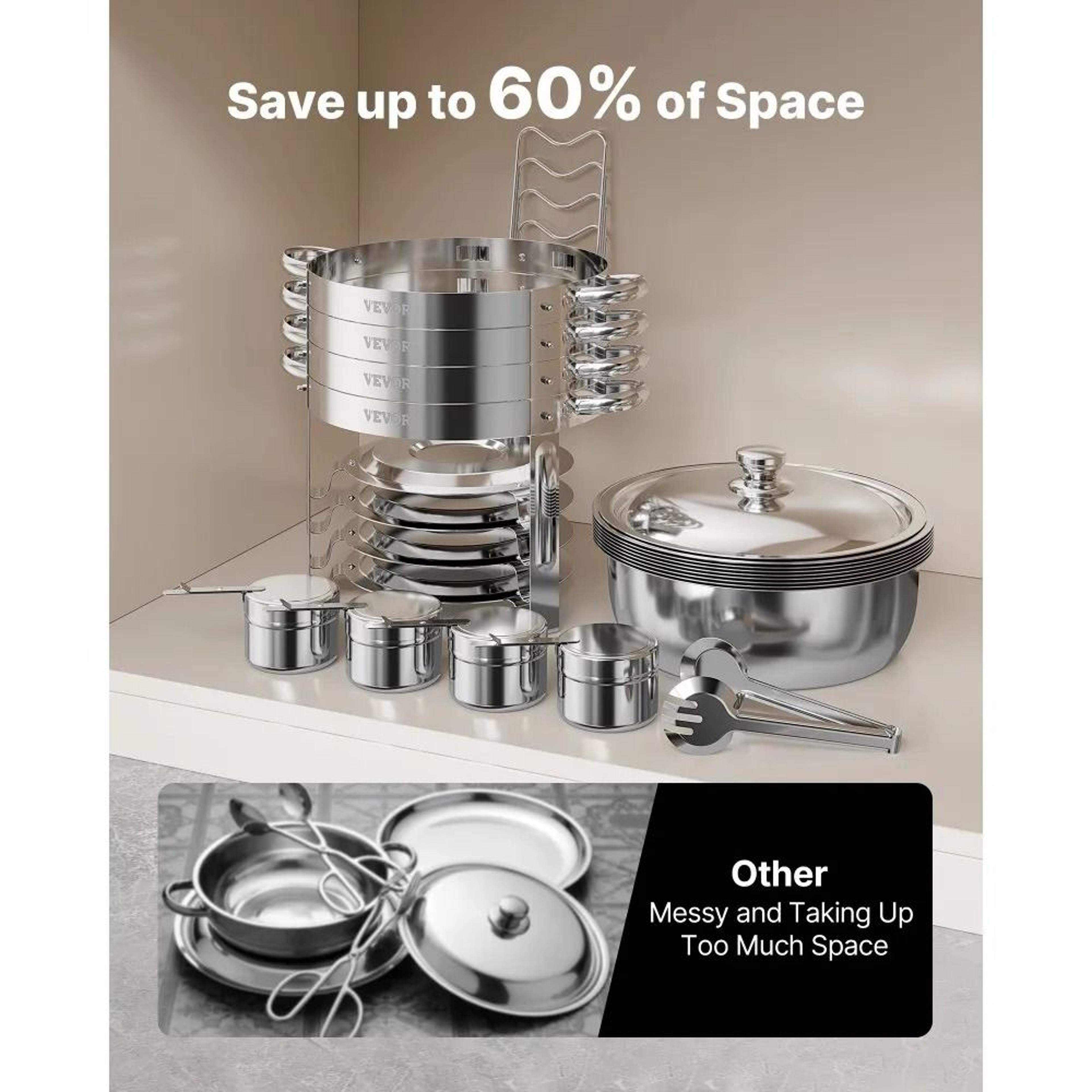 5 Qt Stainless Steel Chafing Dish Buffet Set With Folding Stands 4 Pack Silver 3