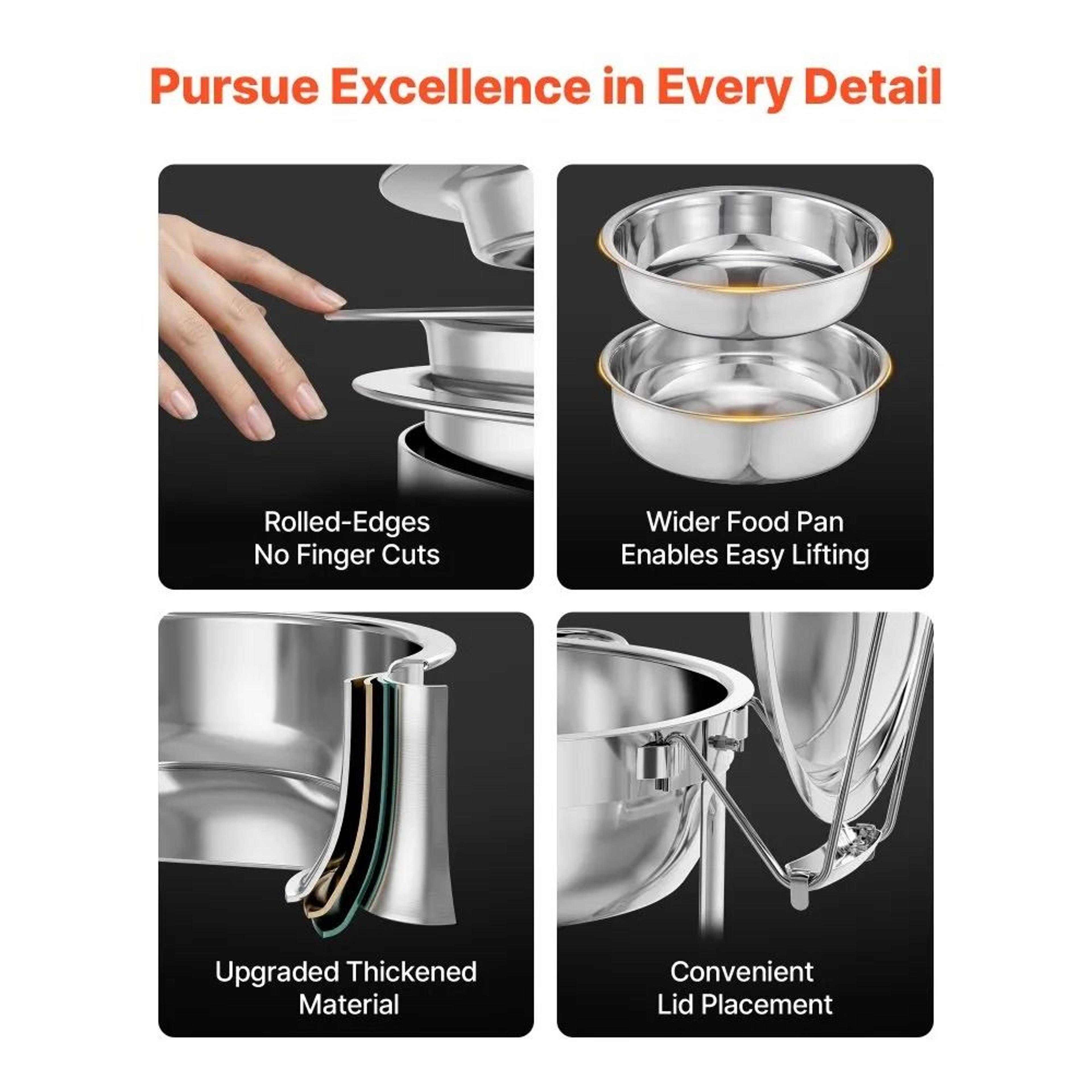 5 Qt Stainless Steel Chafing Dish Buffet Set With Folding Stands 4 Pack Silver 4