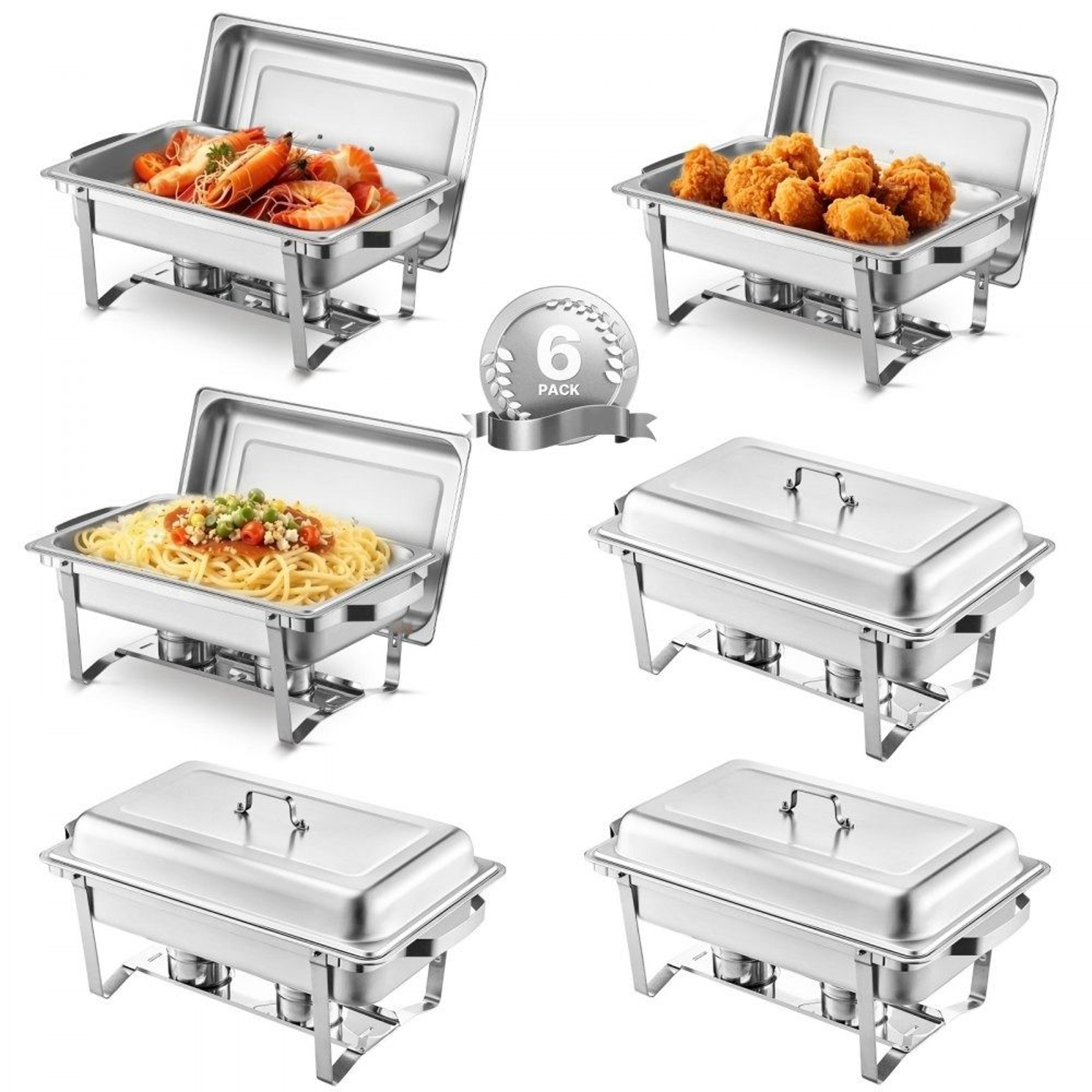 8 qt stainless steel chafing dish buffet set with 6 warmers and folding stands