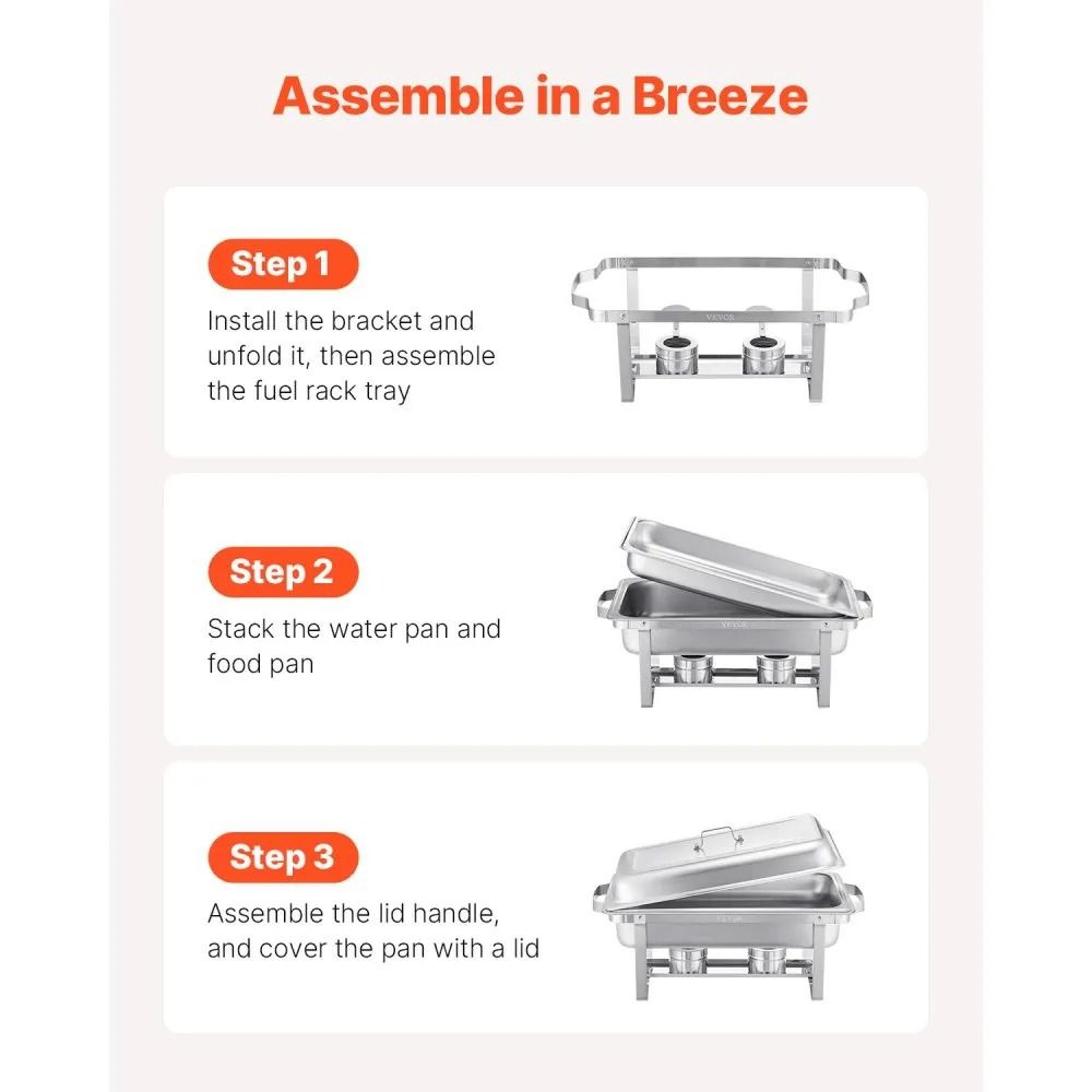 8 Qt Stainless Steel Chafing Dish Buffet Set With 6 Warmers And Folding Stands 6