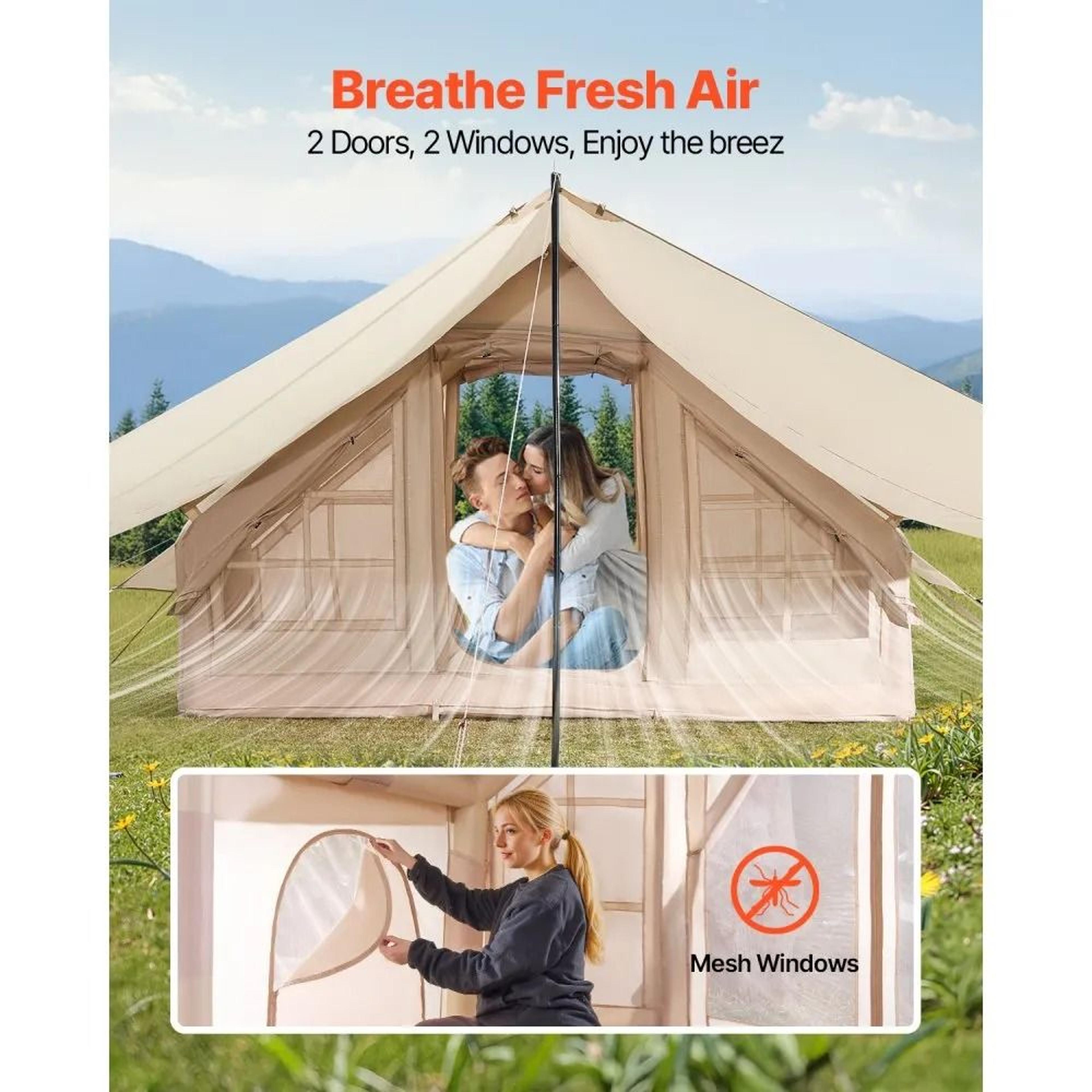 Inflatable Camping Tent For 35 People With Canopy And Stove Jack 4