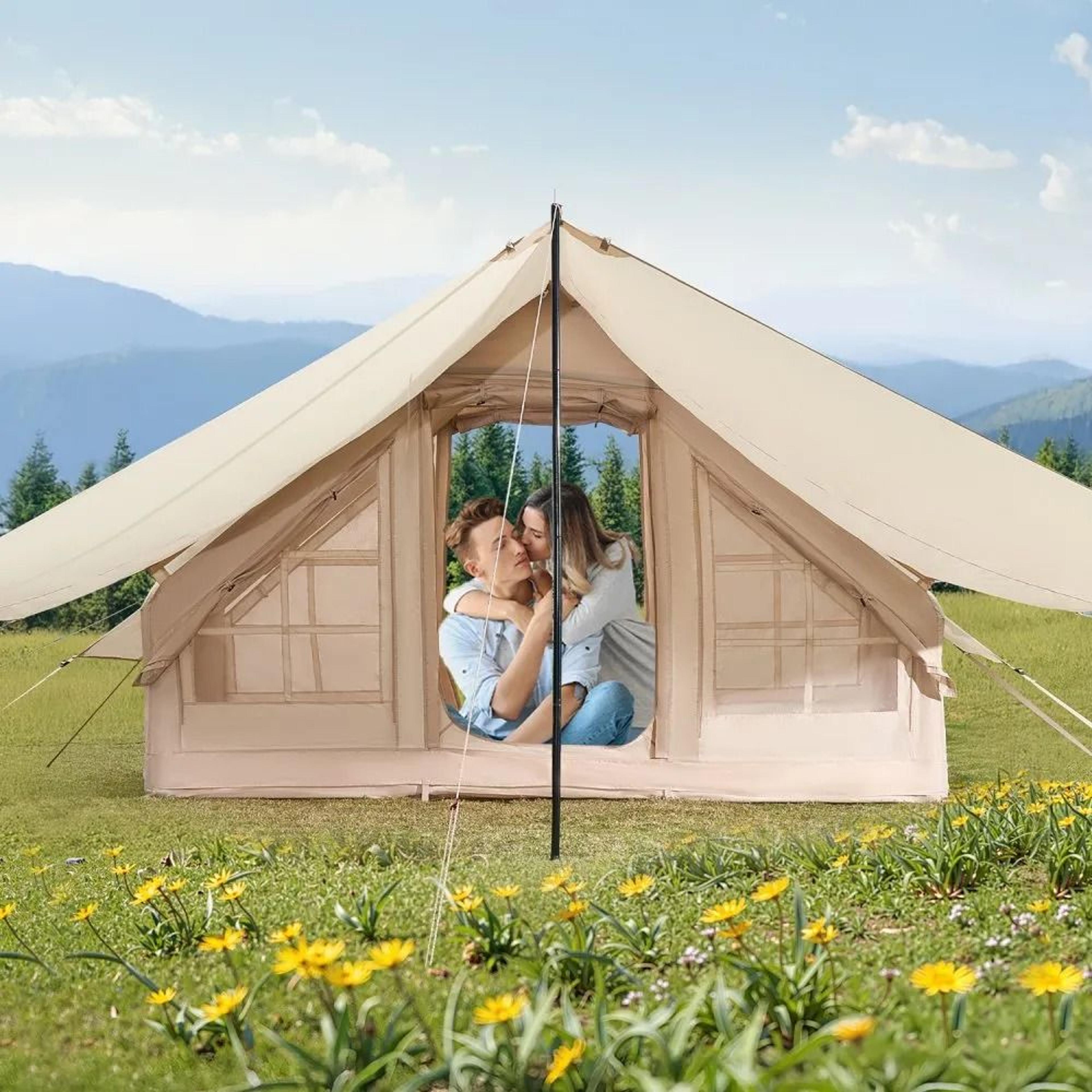 Inflatable Camping Tent For 35 People With Canopy And Stove Jack 6